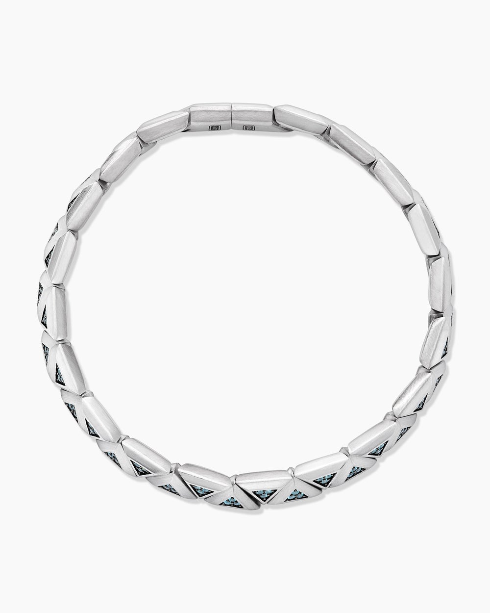 Mens Faceted Link Triangle Bracelet in 18K White Gold, 7.5mm