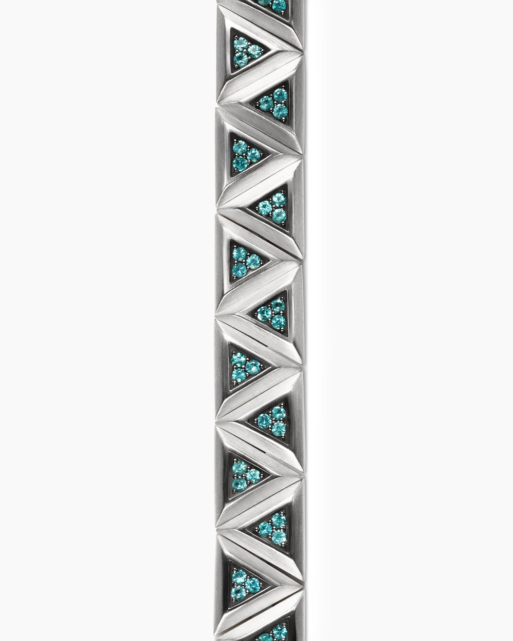 Mens Faceted Link Triangle Bracelet in 18K White Gold, 7.5mm