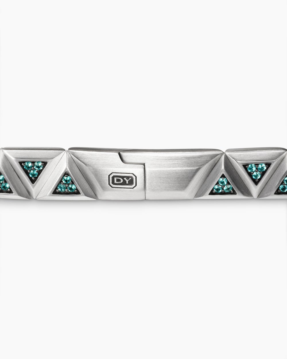 Mens Faceted Link Triangle Bracelet in 18K White Gold, 7.5mm