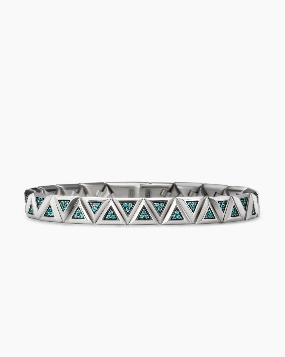 Mens Faceted Link Triangle Bracelet in 18K White Gold, 7.5mm