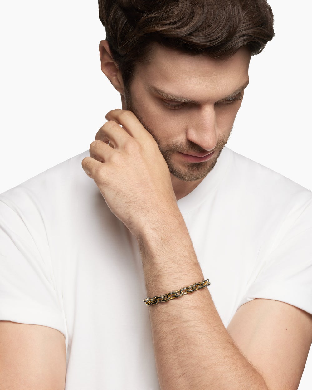 Mens Streamline Oval Link Bracelet in 18K Yellow Gold, 8.5mm