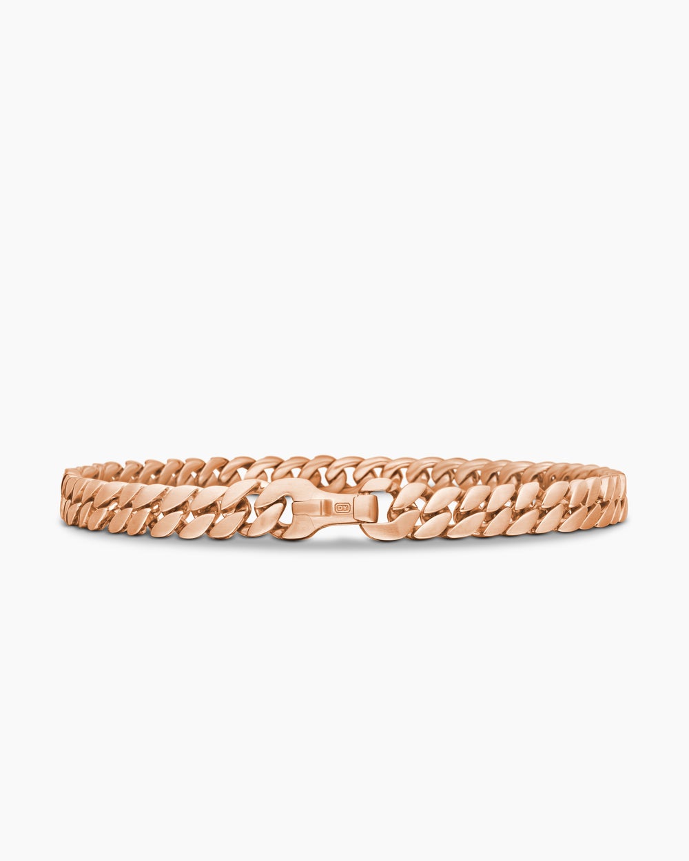 Mens Curb Chain Bracelet in 18K Rose Gold, 6mm