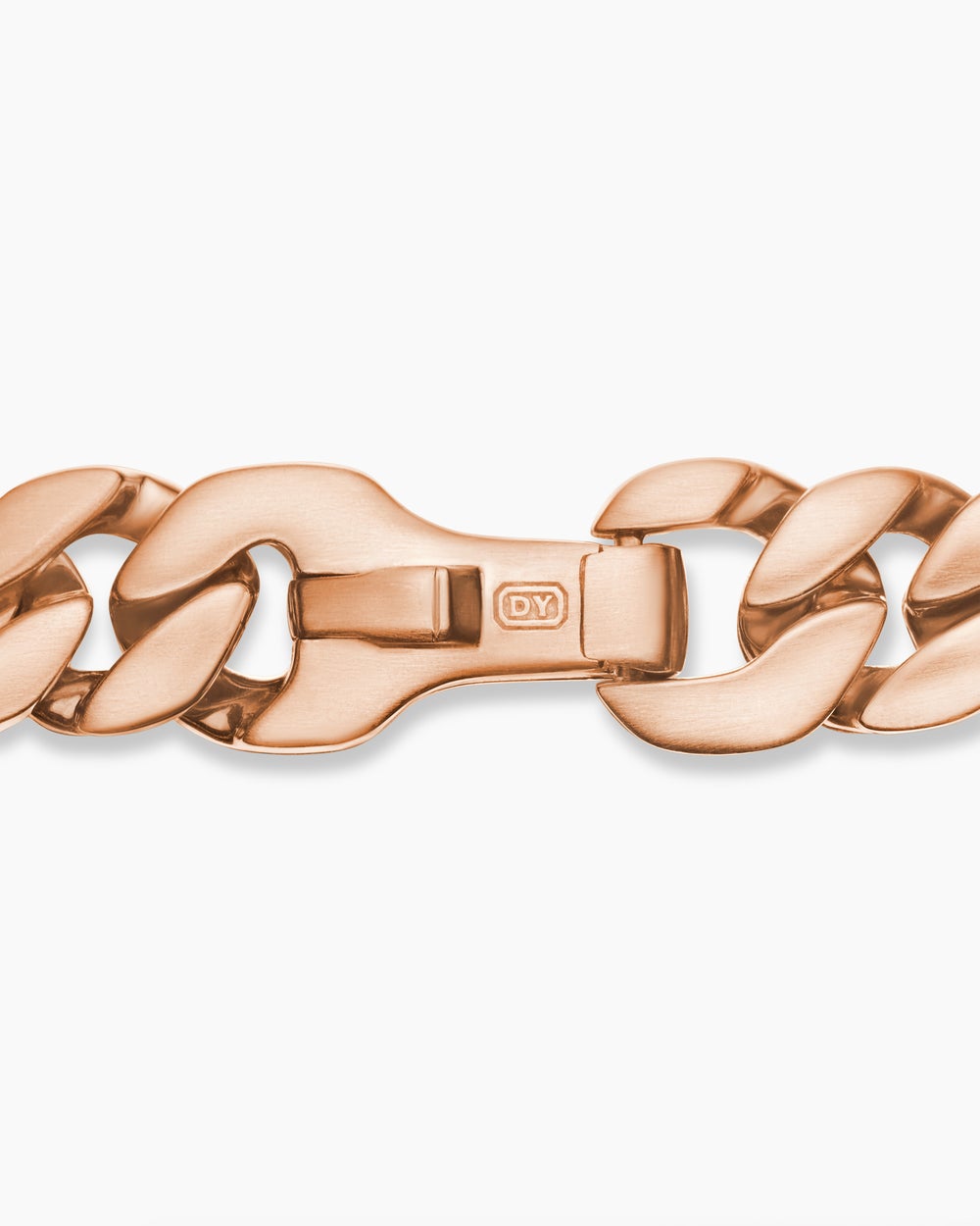 Mens Curb Chain Bracelet in 18K Rose Gold, 6mm