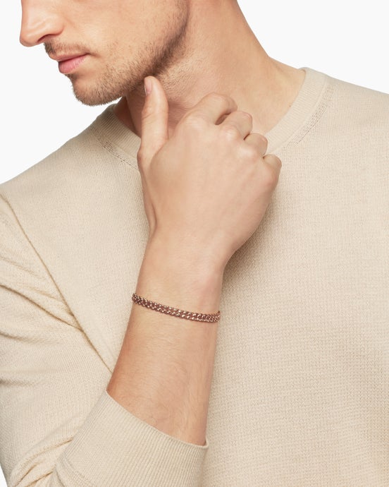 Curb Chain Bracelet in 18K Rose Gold with Cognac Diamonds, 6mm