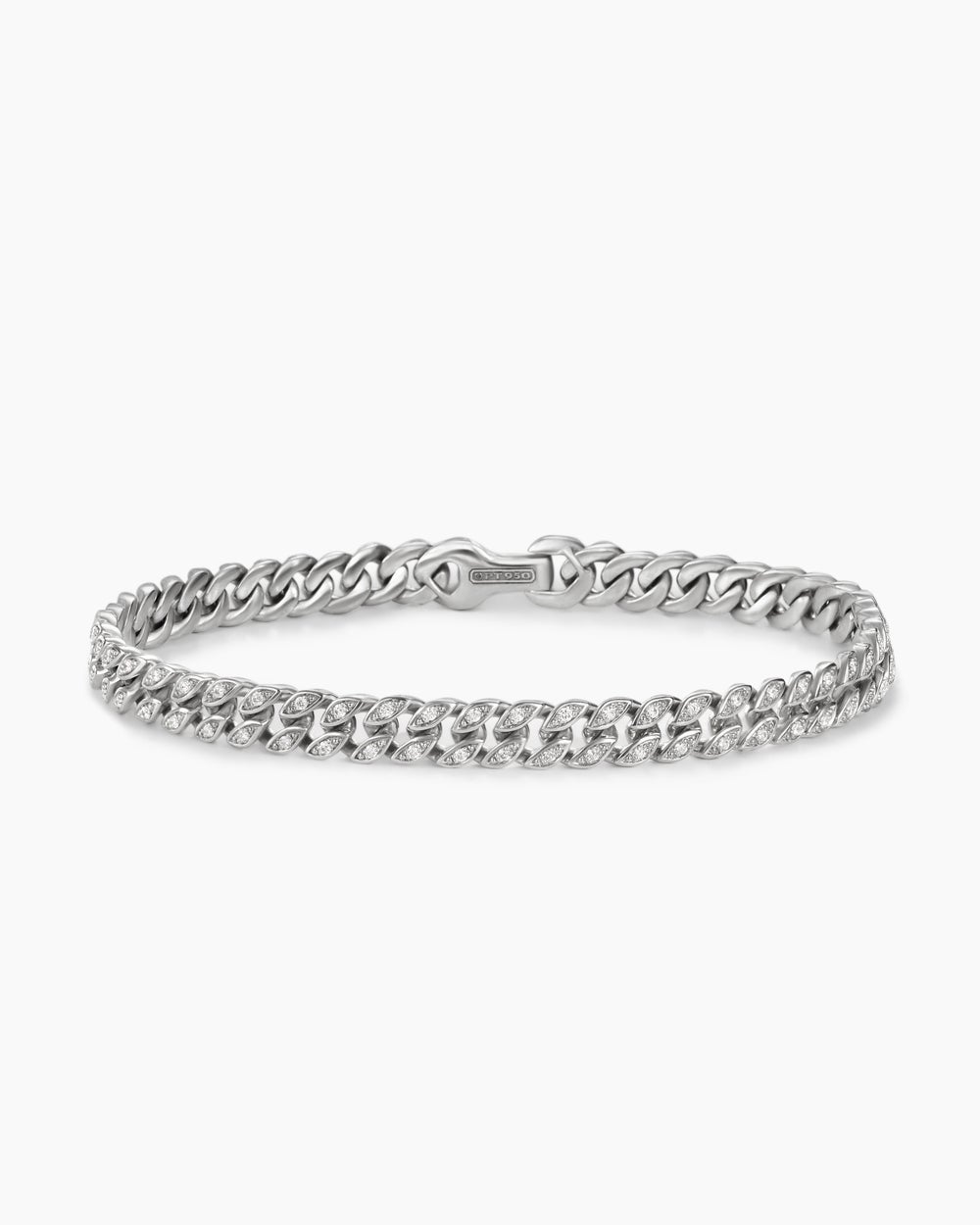 Mens Curb Chain Bracelet in Platinum, 6mm