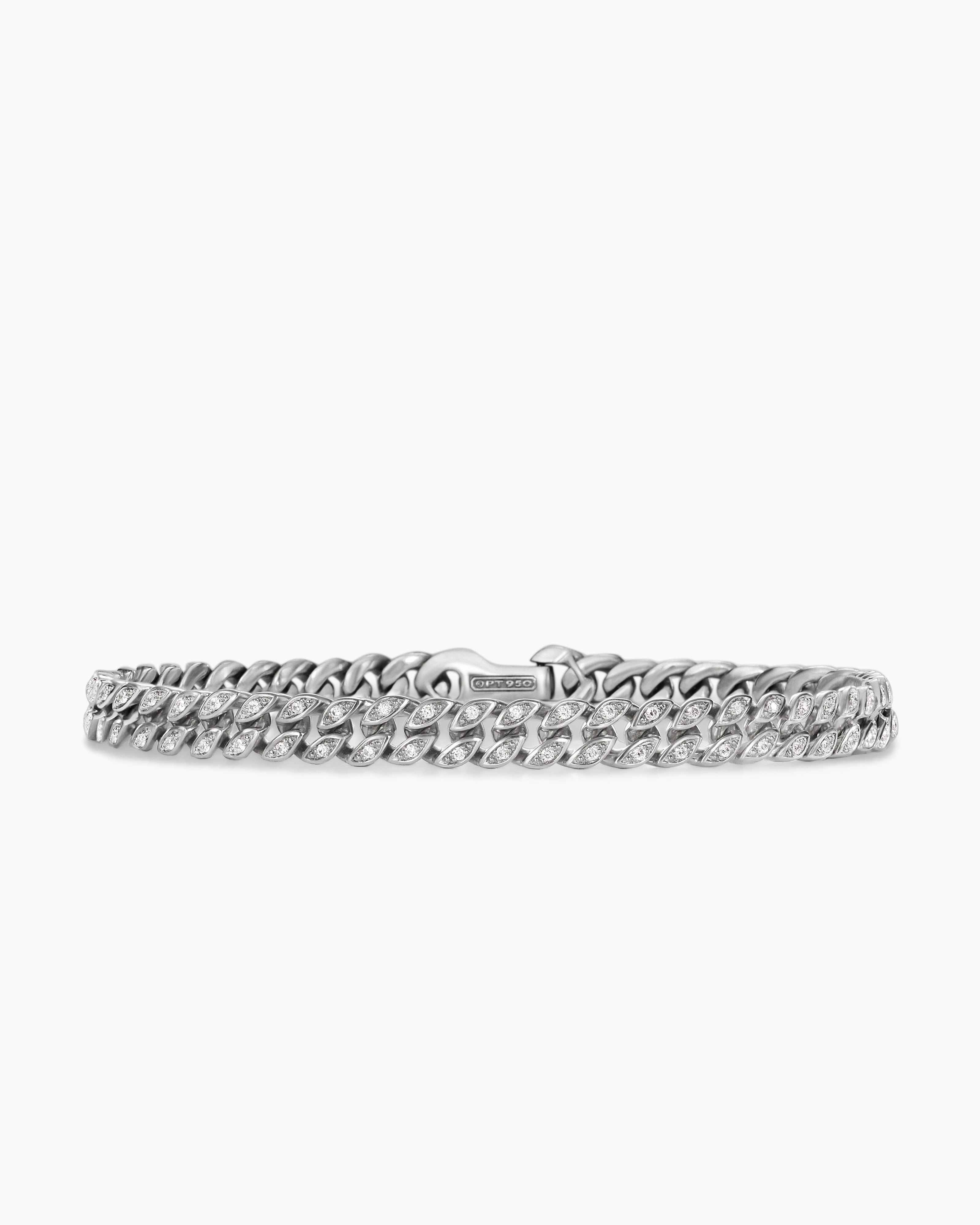 Mens Curb Chain Bracelet in Platinum, 6mm