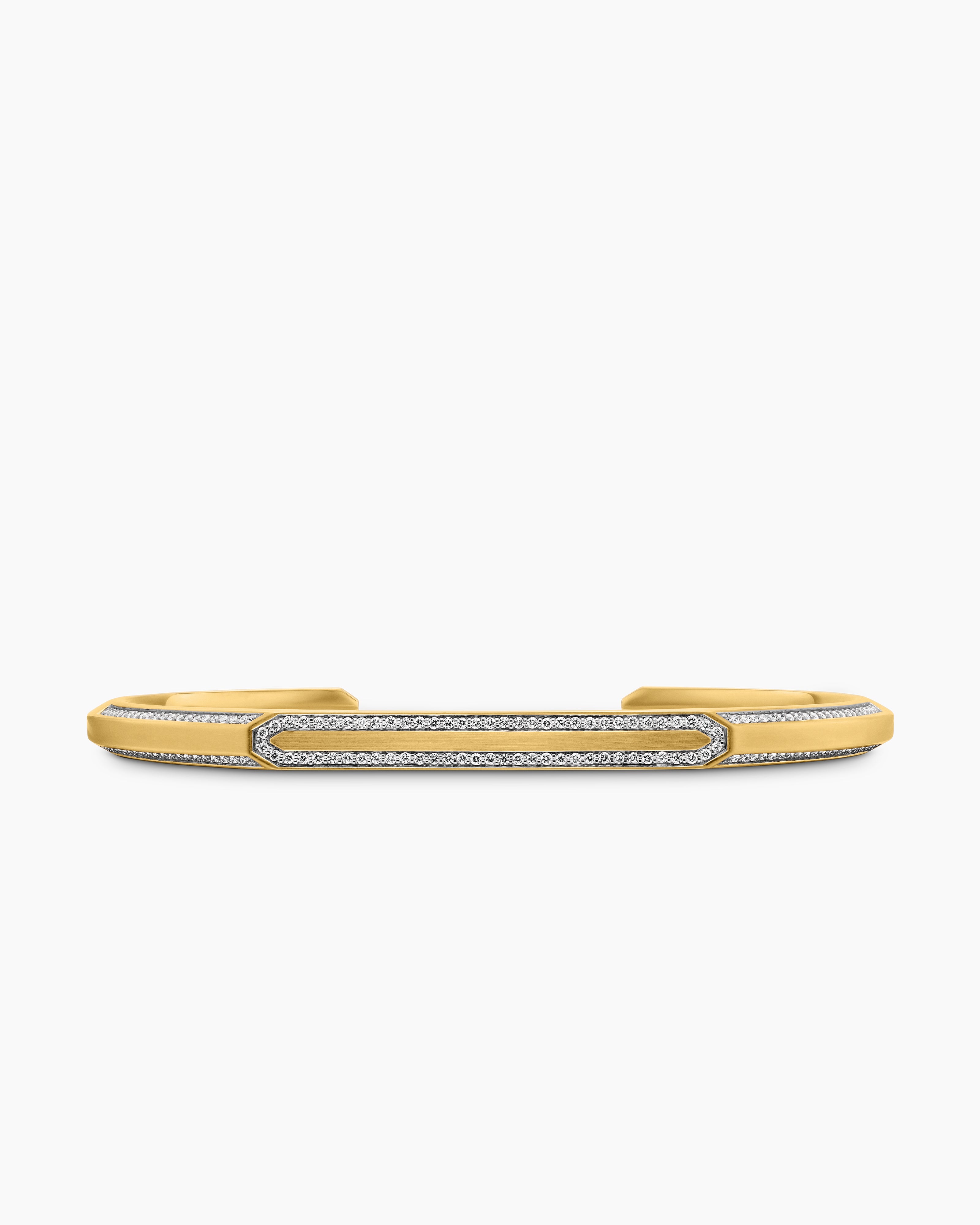 Mens Streamline&reg; Cuff Bracelet in 18K Yellow Gold with Diamonds, 5.5mm
