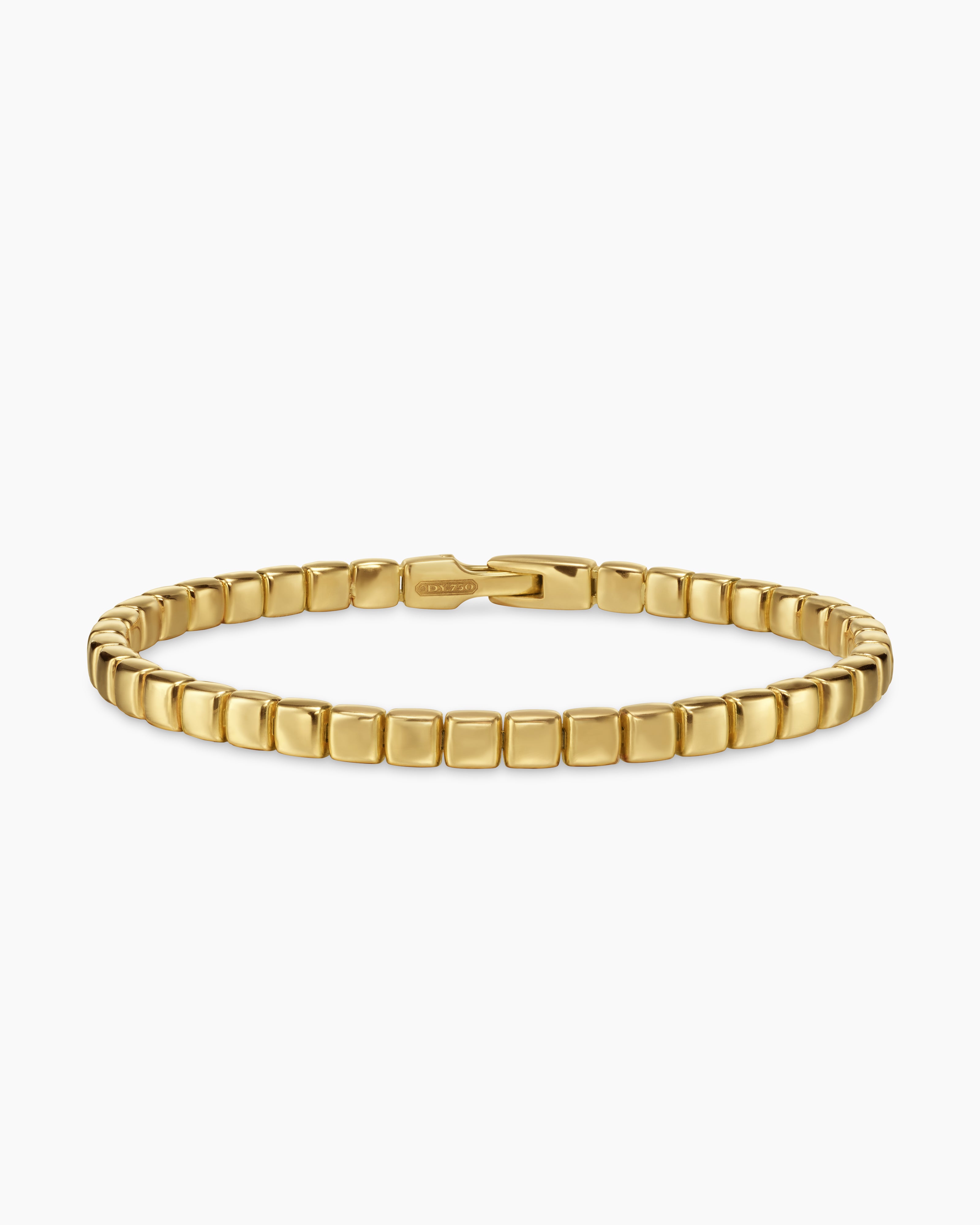 Mens Spiritual Beads Tile Bracelet in 18K Yellow Gold, 4.7mm