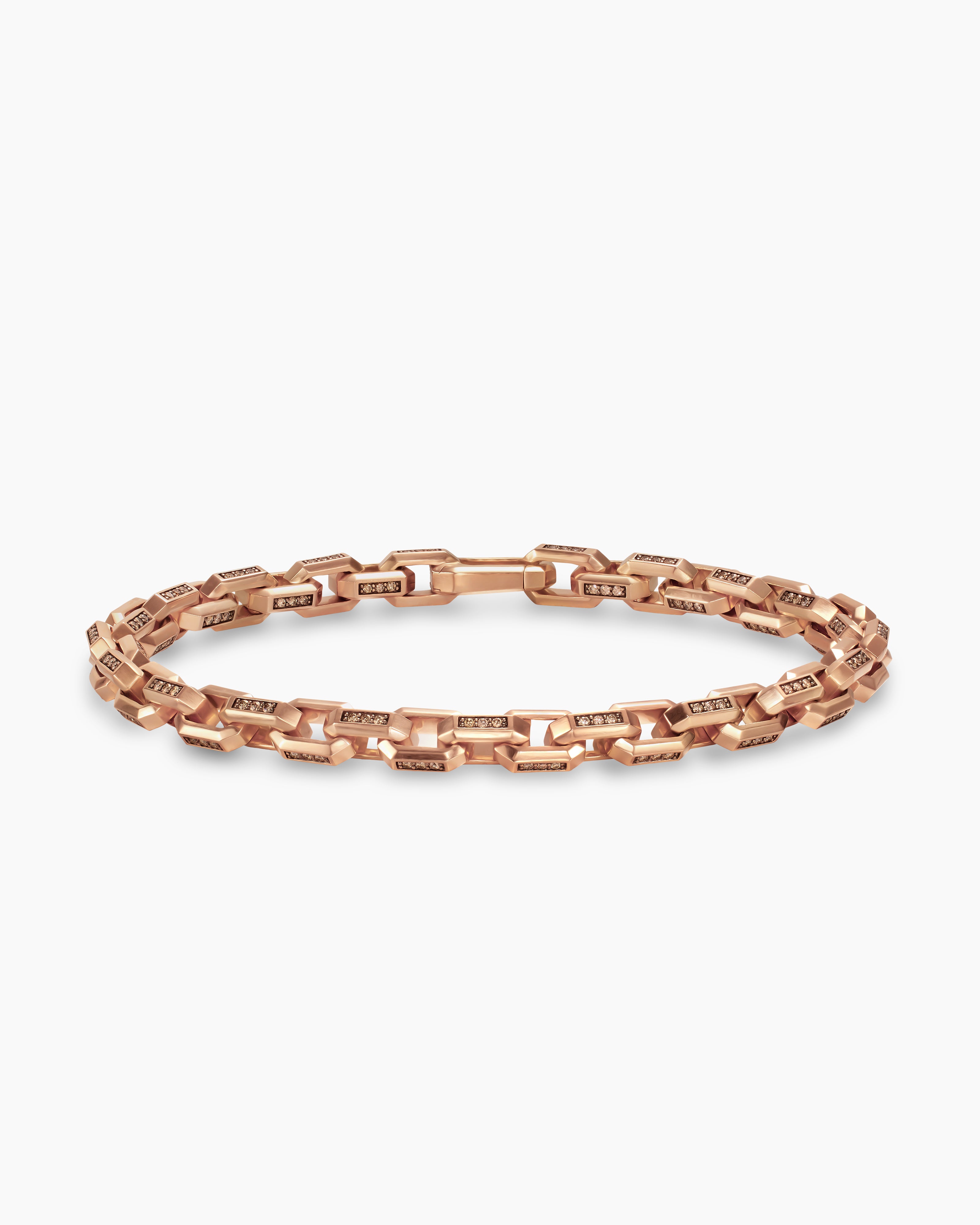 Mens Streamline Link Bracelet in 18K Rose Gold, 5.5mm