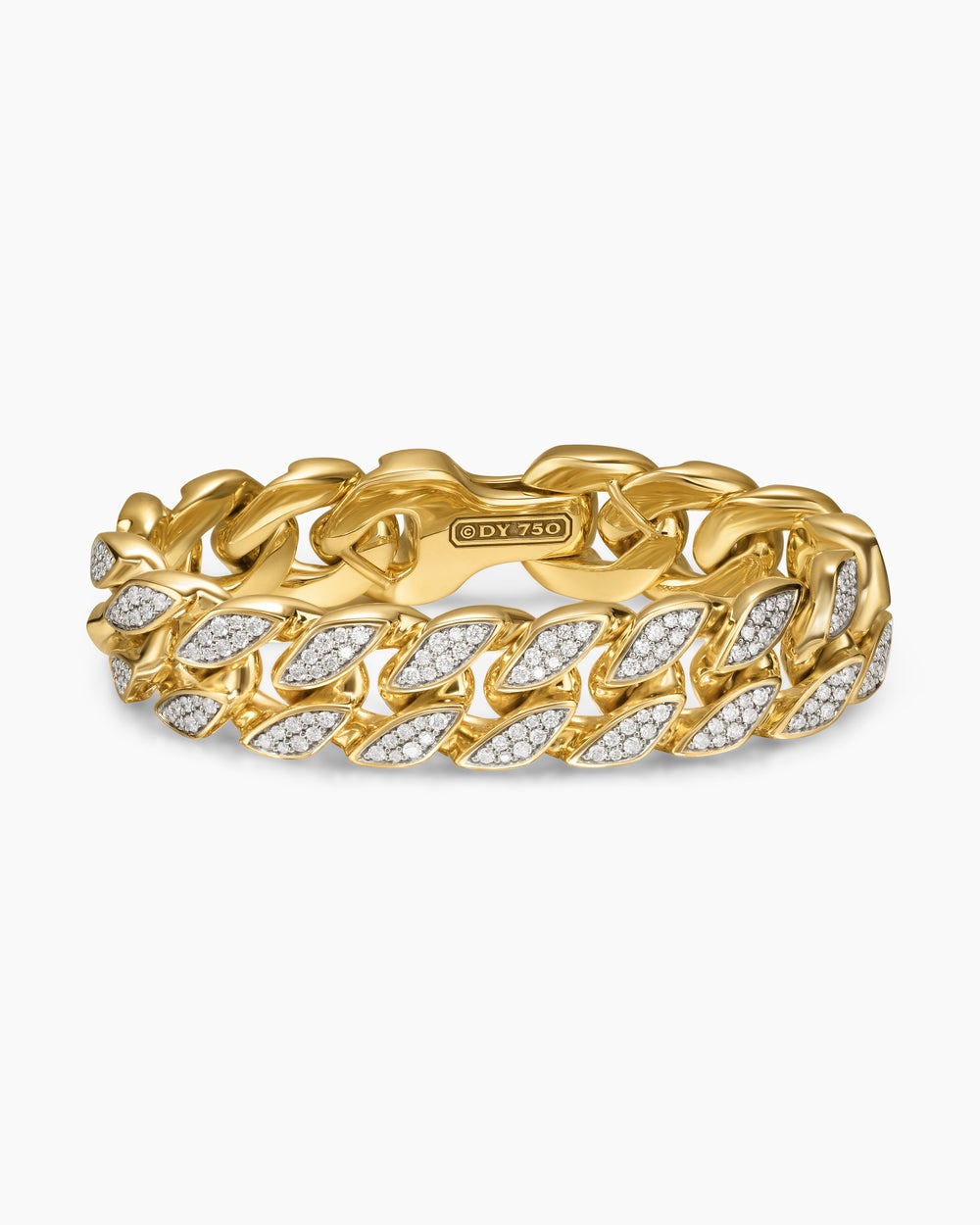 Mens Curb Chain Bracelet in 18K Yellow Gold, 18mm