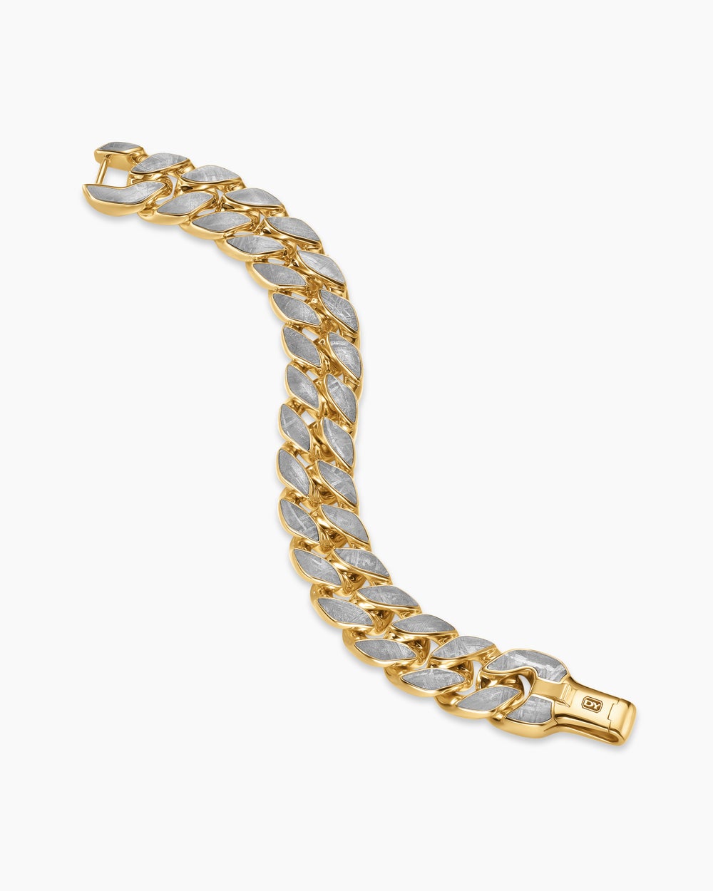 Mens Curb Chain Bracelet in 18K Yellow Gold, 18mm