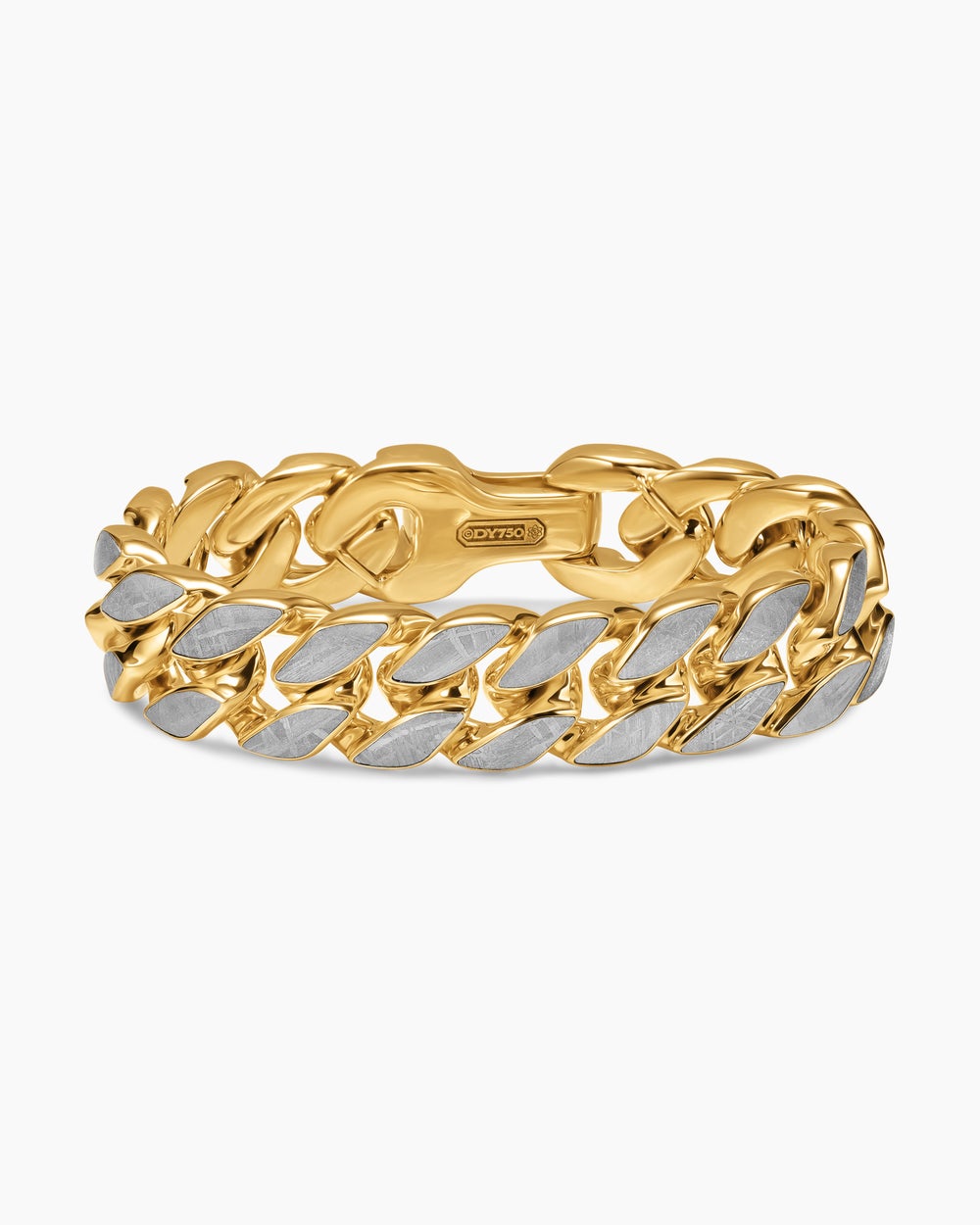 Mens Curb Chain Bracelet in 18K Yellow Gold, 18mm