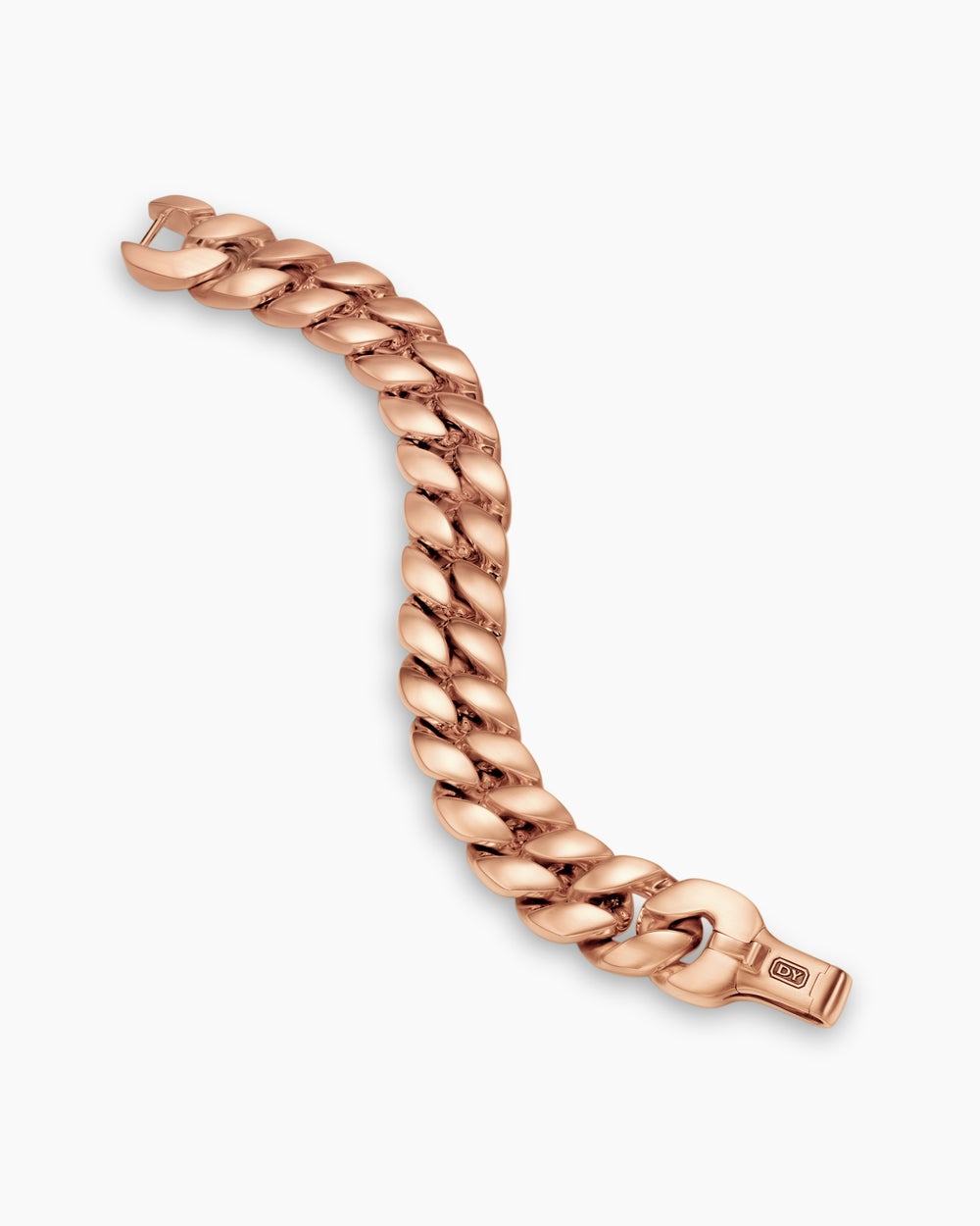 Mens Curb Chain Bracelet in 18K Rose Gold, 18mm