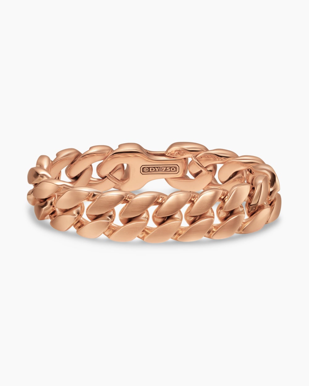 Mens Curb Chain Bracelet in 18K Rose Gold, 18mm