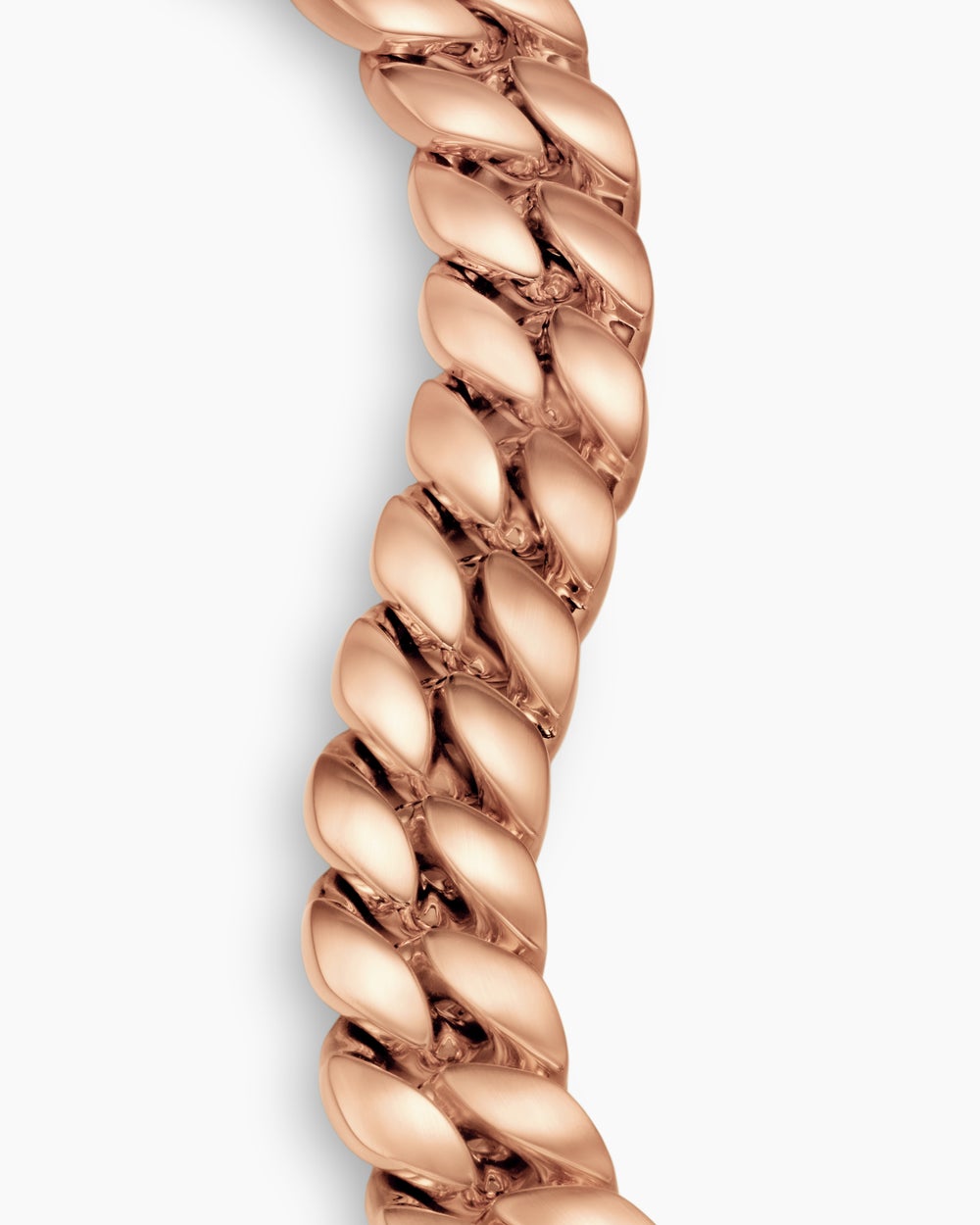 Mens Curb Chain Bracelet in 18K Rose Gold, 18mm