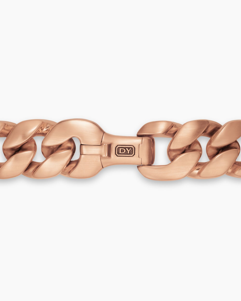 Mens Curb Chain Bracelet in 18K Rose Gold, 18mm