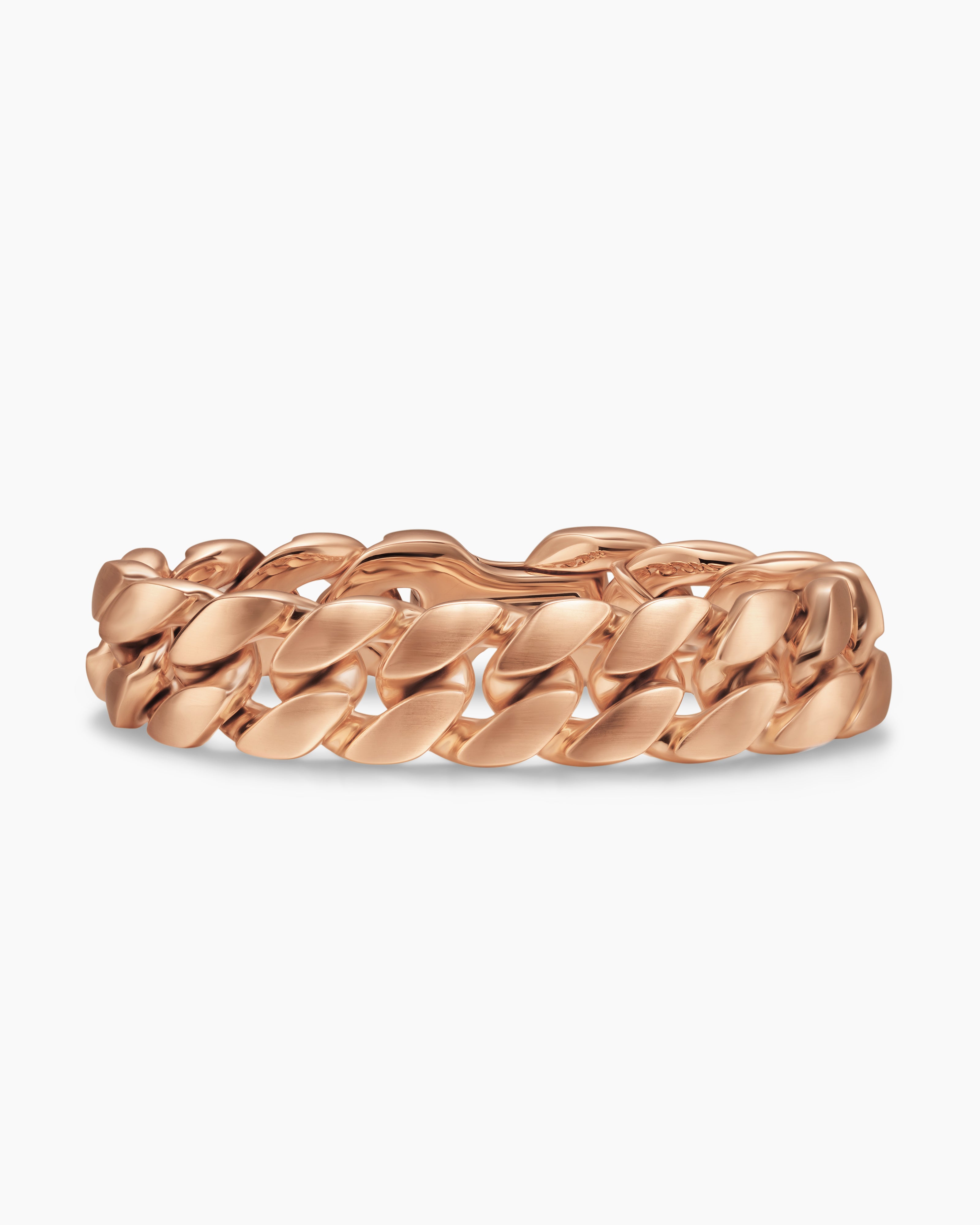 Mens Curb Chain Bracelet in 18K Rose Gold, 18mm
