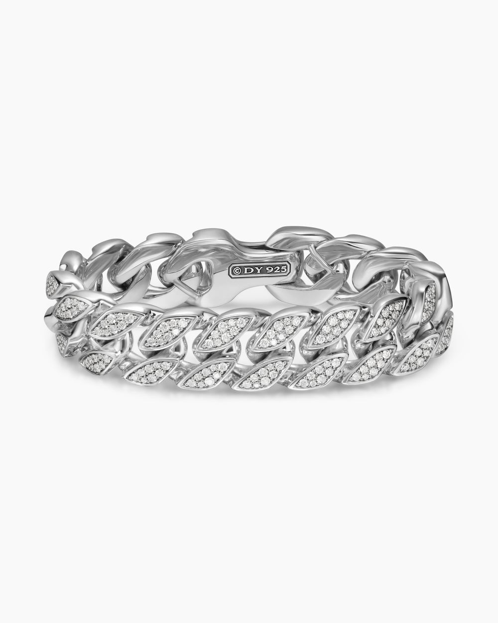 Mens Curb Chain Bracelet in Sterling Silver, 18mm