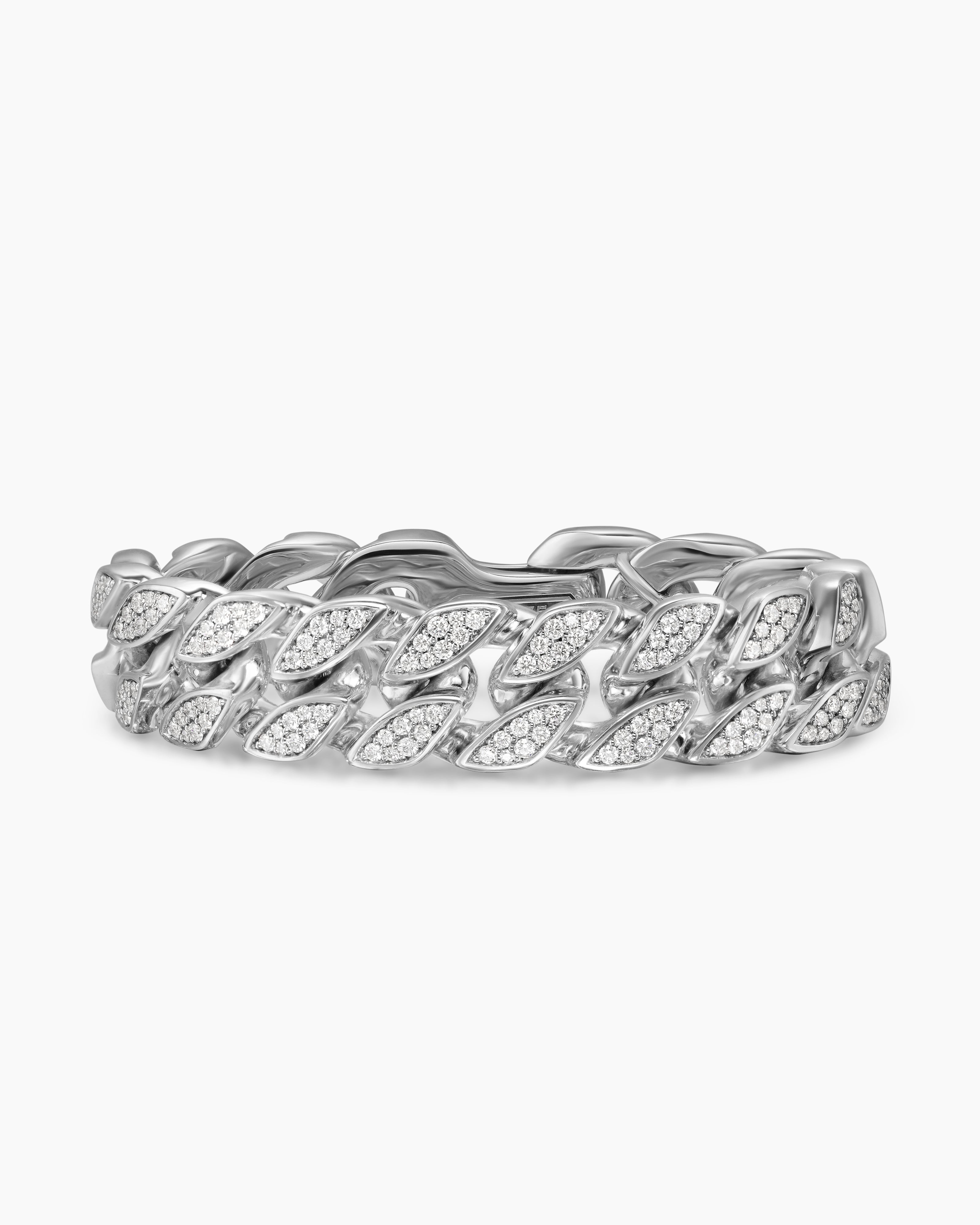 Mens Curb Chain Bracelet in Sterling Silver, 18mm
