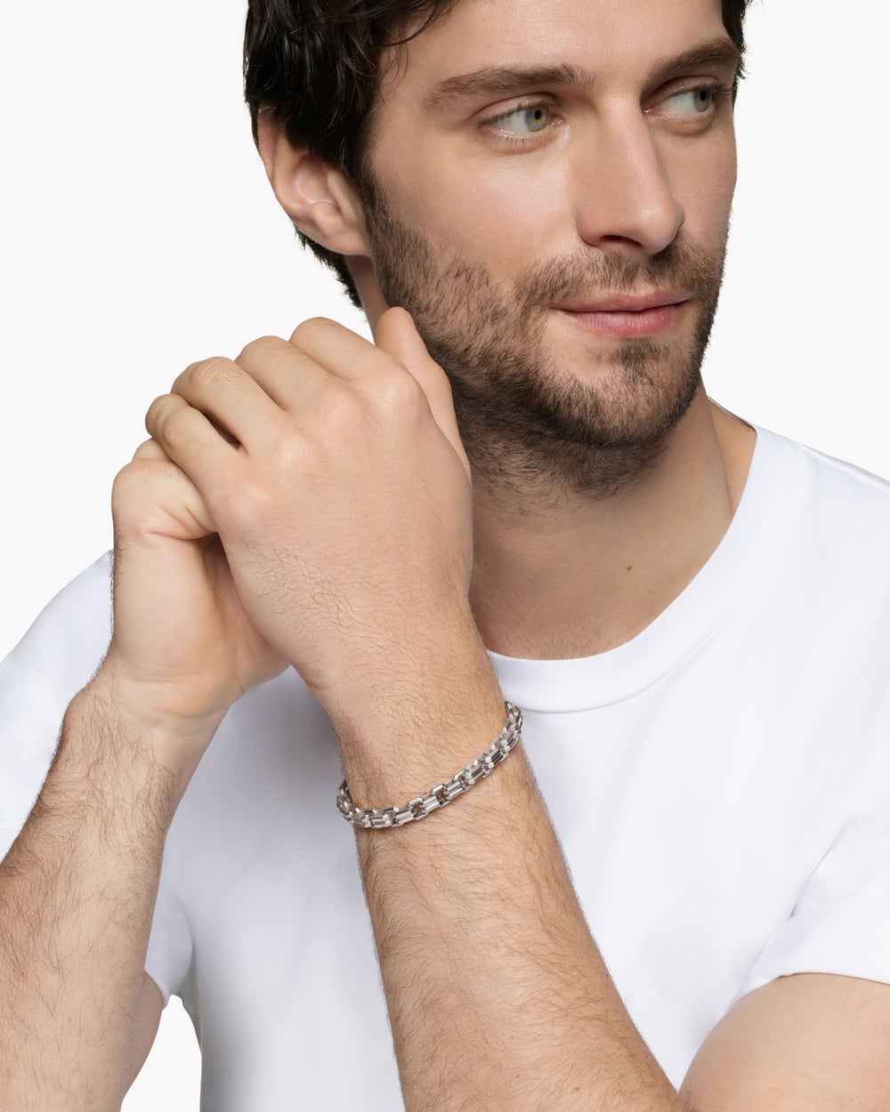Mens Streamline® Double Link Bracelet in Sterling Silver, 8mm