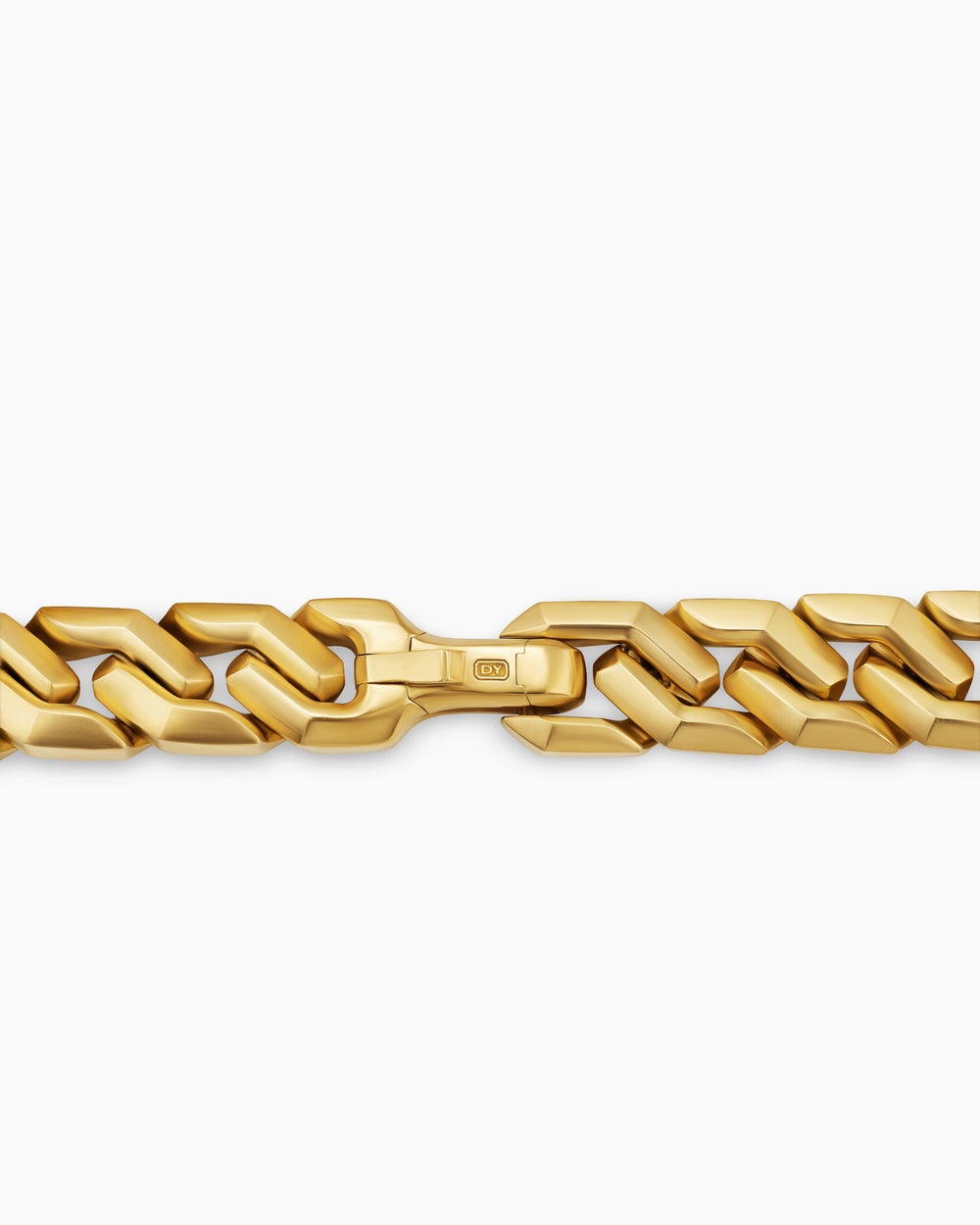 Mens Curb Chain Angular Link Bracelet in 18K Yellow Gold, 11mm