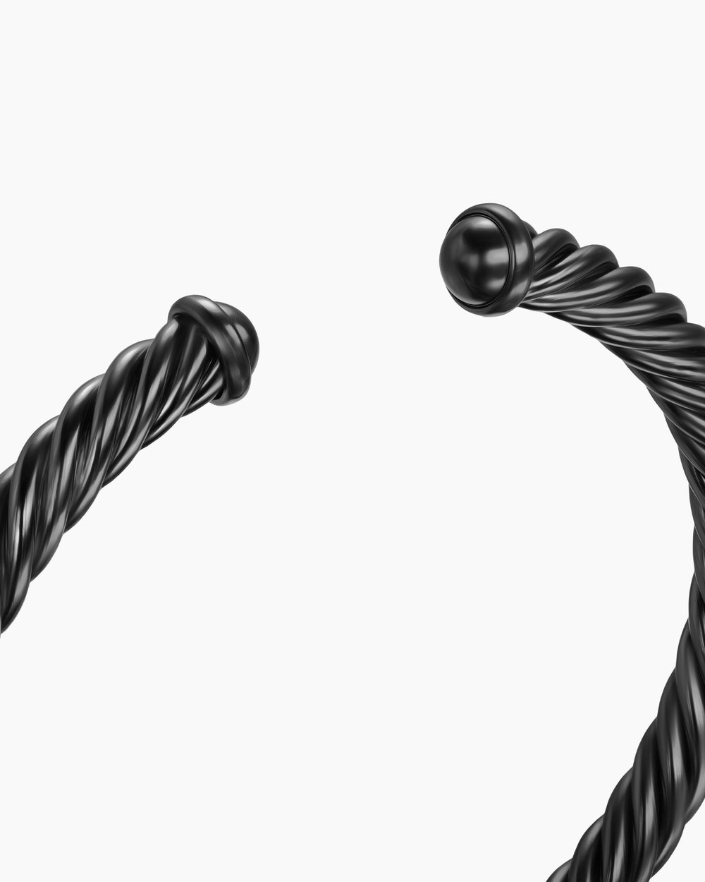 Mens Cable Cuff Bracelet in Black Aluminum, 6mm
