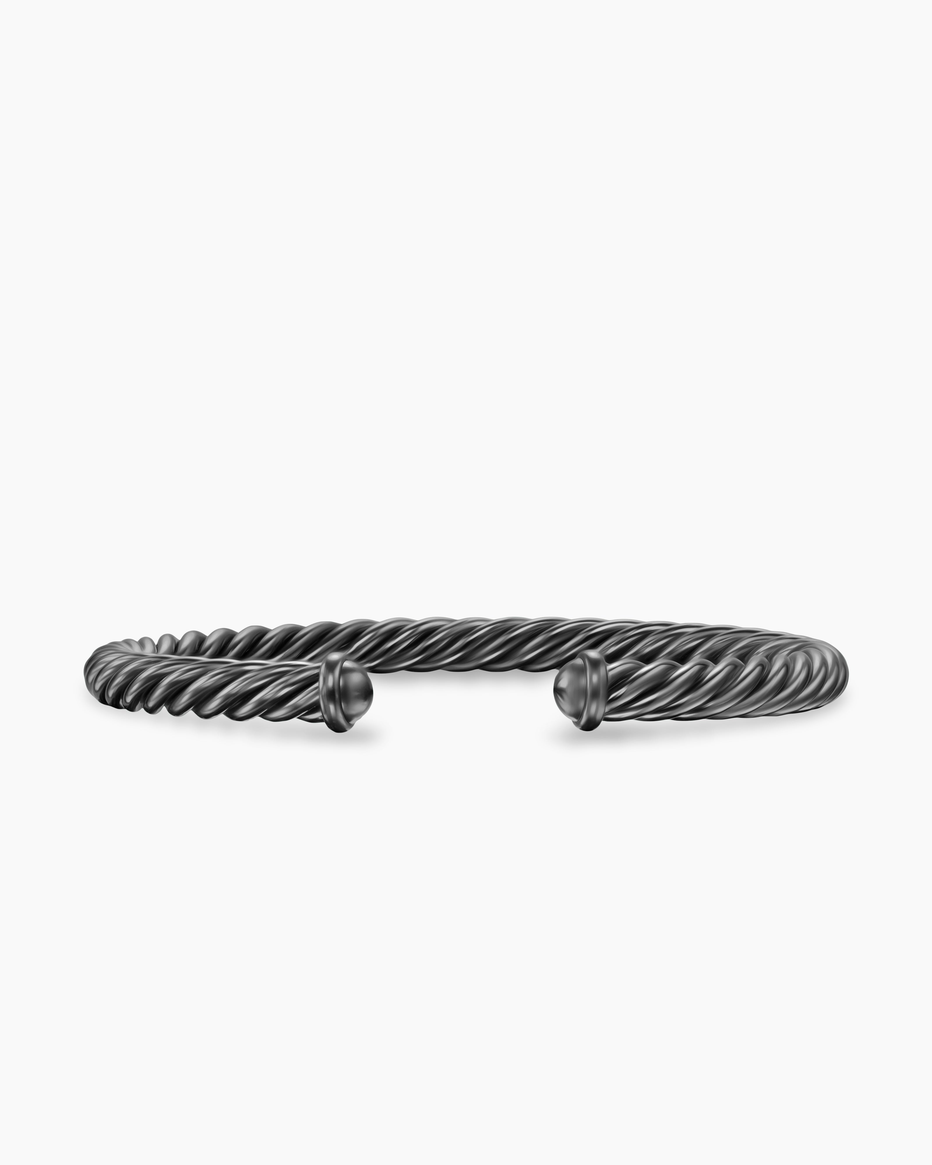 Mens Cable Cuff Bracelet in Grey Aluminum, 6mm