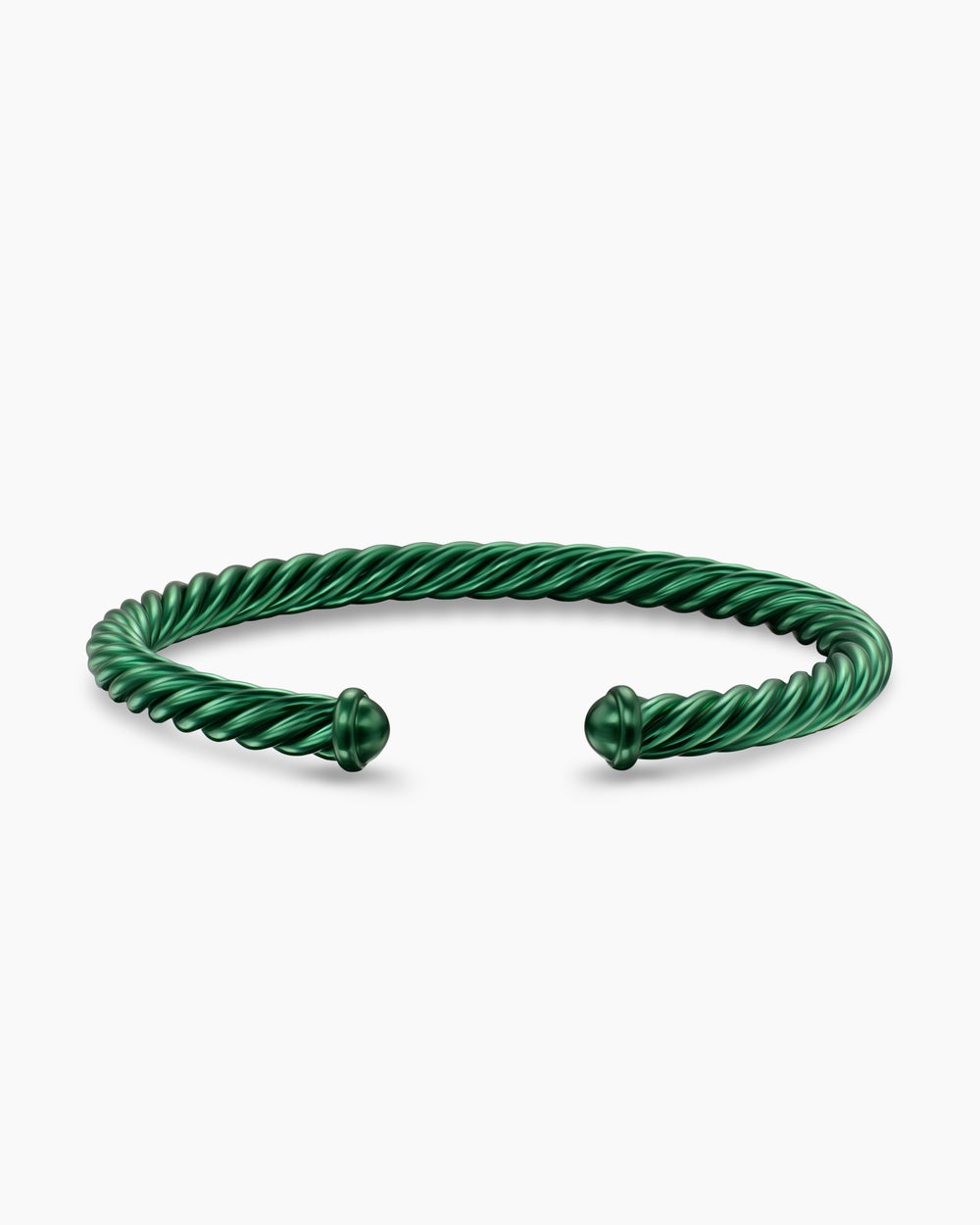 Mens Cable Cuff Bracelet in Green Aluminum, 6mm