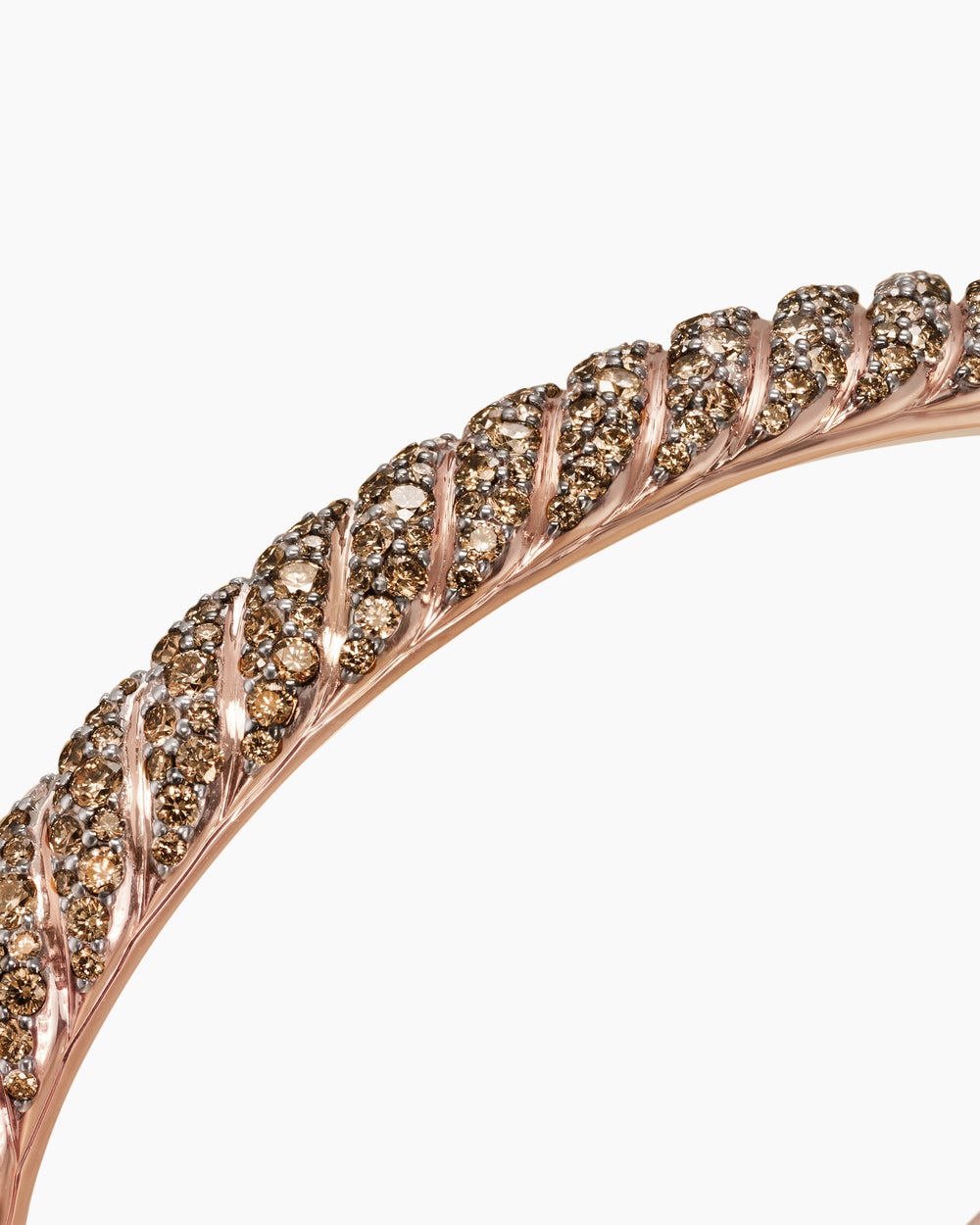 Mens Sculpted Cable Cuff Bracelet in 18K Rose Gold, 7mm