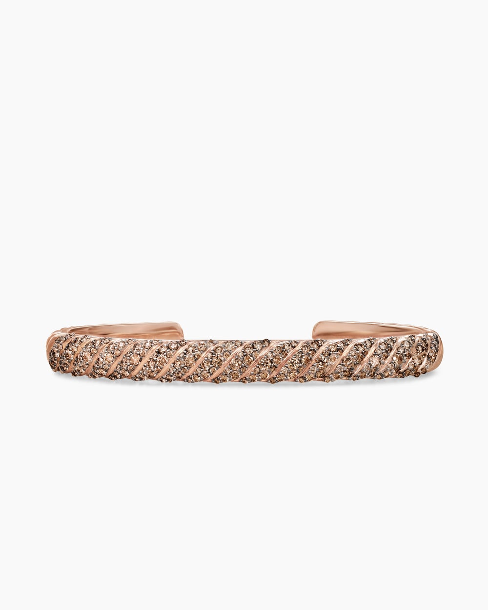 Mens Sculpted Cable Cuff Bracelet in 18K Rose Gold, 7mm