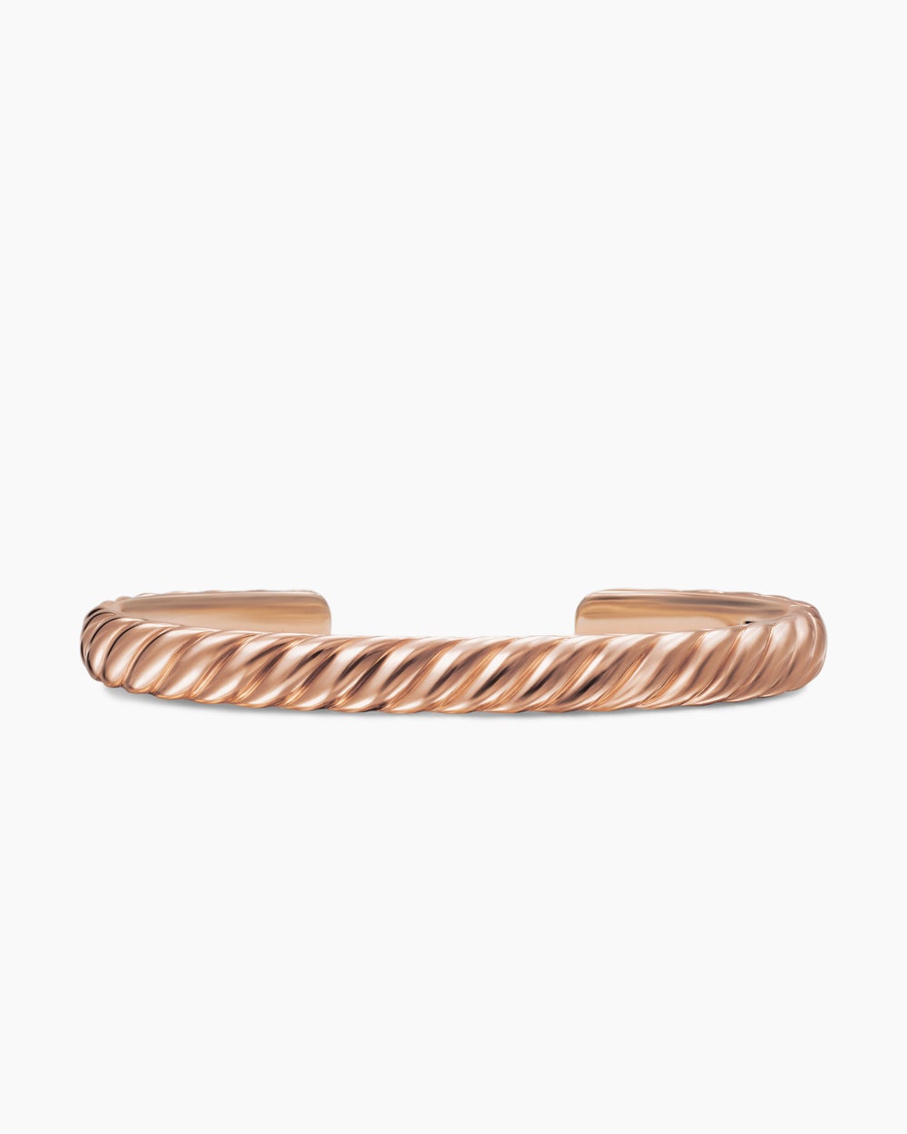 Mens Sculpted Cable Cuff Bracelet in 18K Rose Gold, 7mm