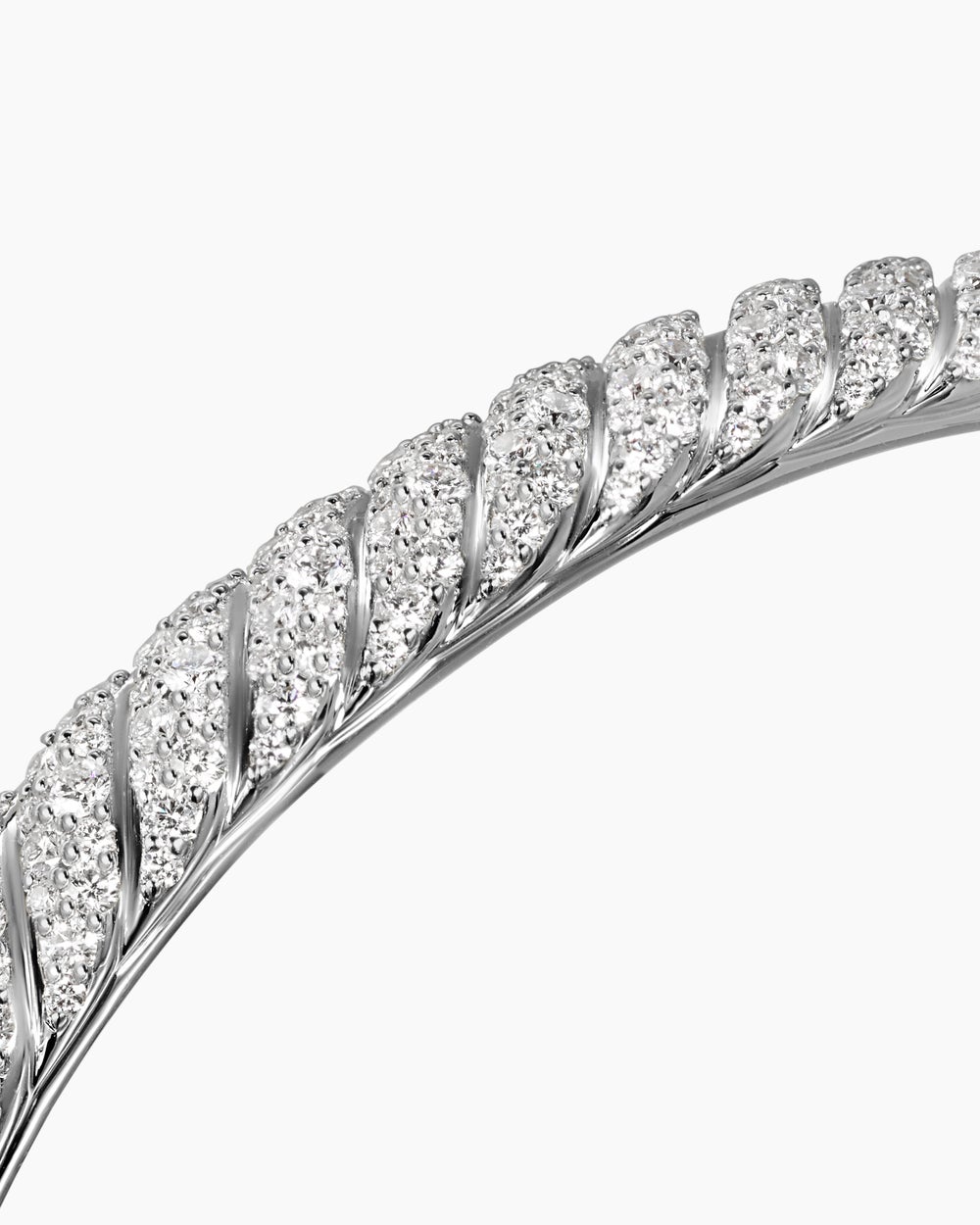 Mens Sculpted Cable Cuff Bracelet in 18K White Gold, 7mm