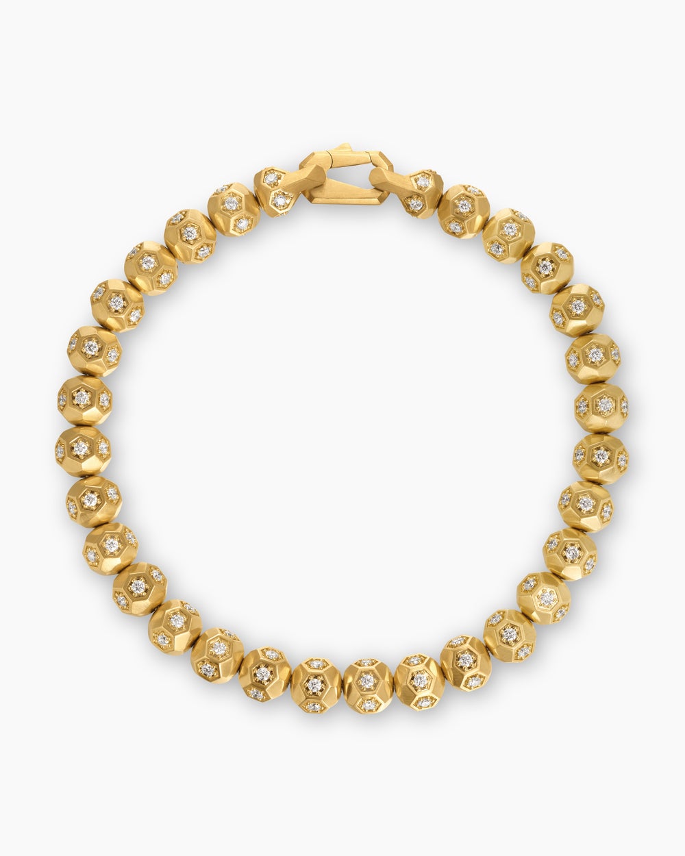 Mens Spiritual Beads Faceted Bracelet in 18ct Yellow Gold with Pavé Diamonds, 6mm