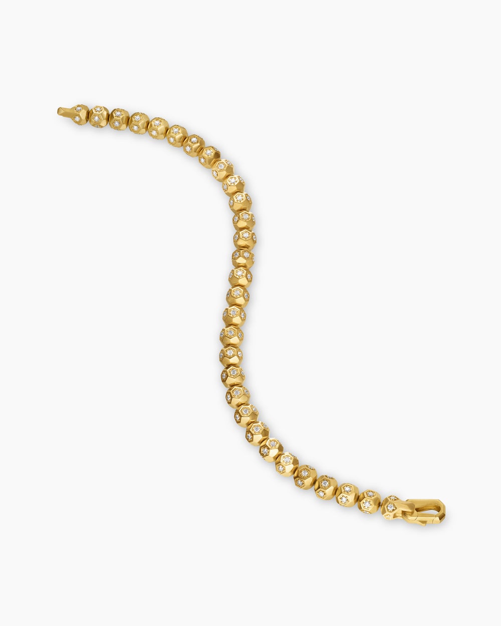Mens Spiritual Beads Faceted Bracelet in 18ct Yellow Gold with Pavé Diamonds, 6mm