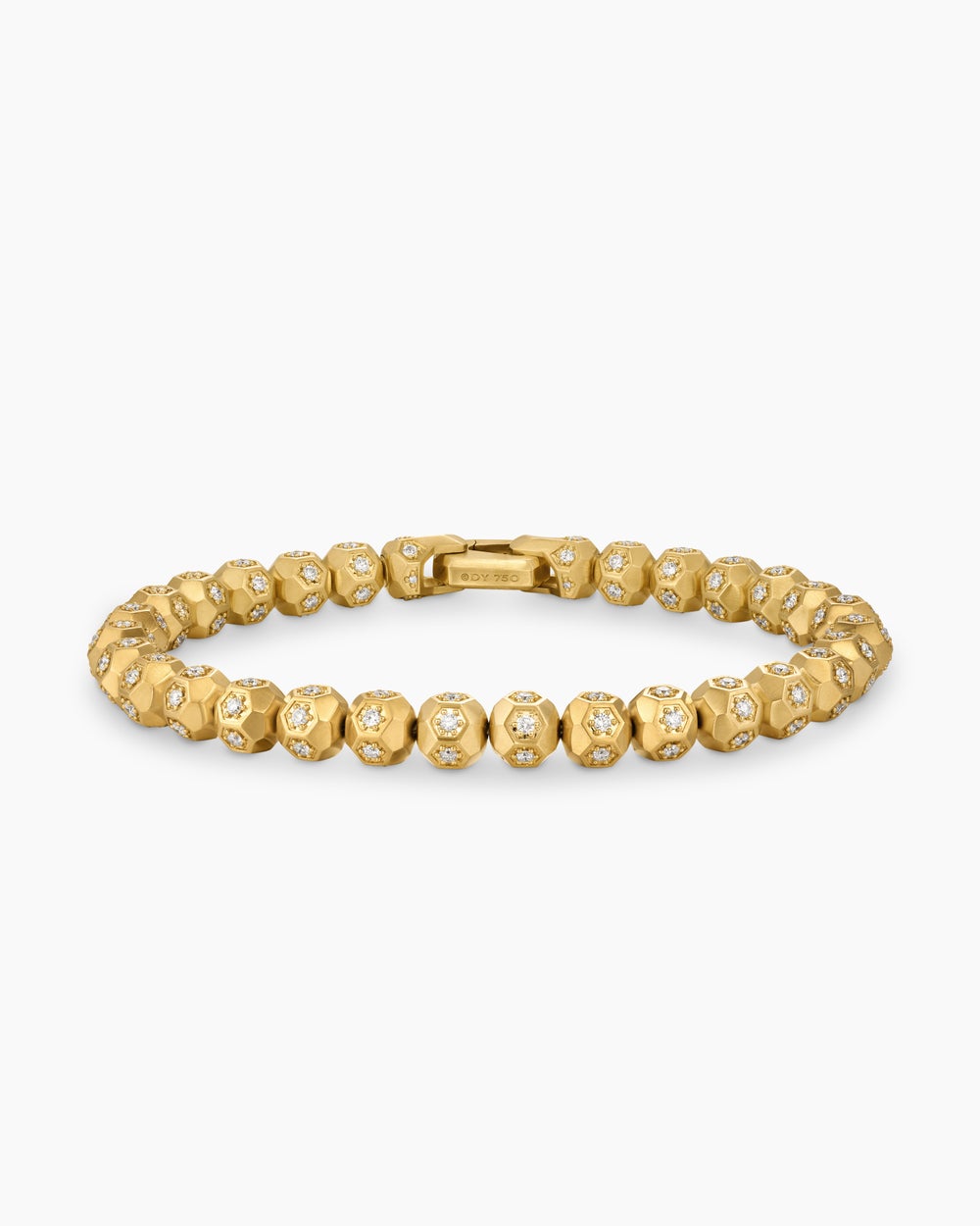 Mens Spiritual Beads Faceted Bracelet in 18ct Yellow Gold with Pavé Diamonds, 6mm