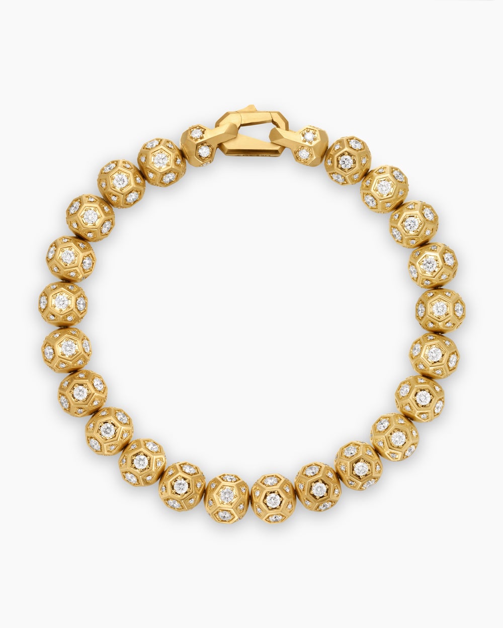 Bracelet Spiritual Beads à facettes en or jaune 18 carats et pavé de diamants, 8 mm homme