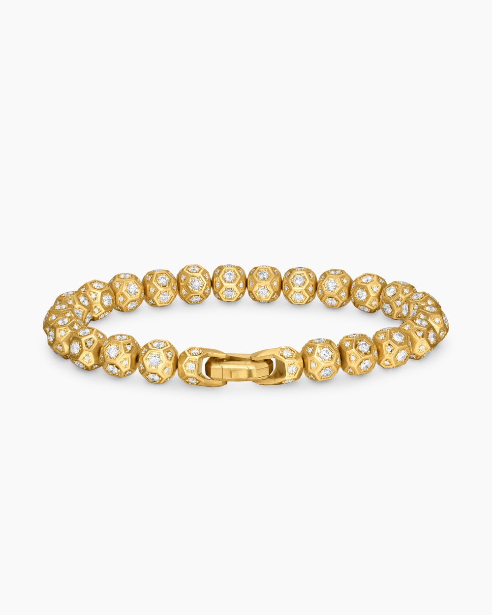 Bracelet Spiritual Beads à facettes en or jaune 18 carats et pavé de diamants, 8 mm homme