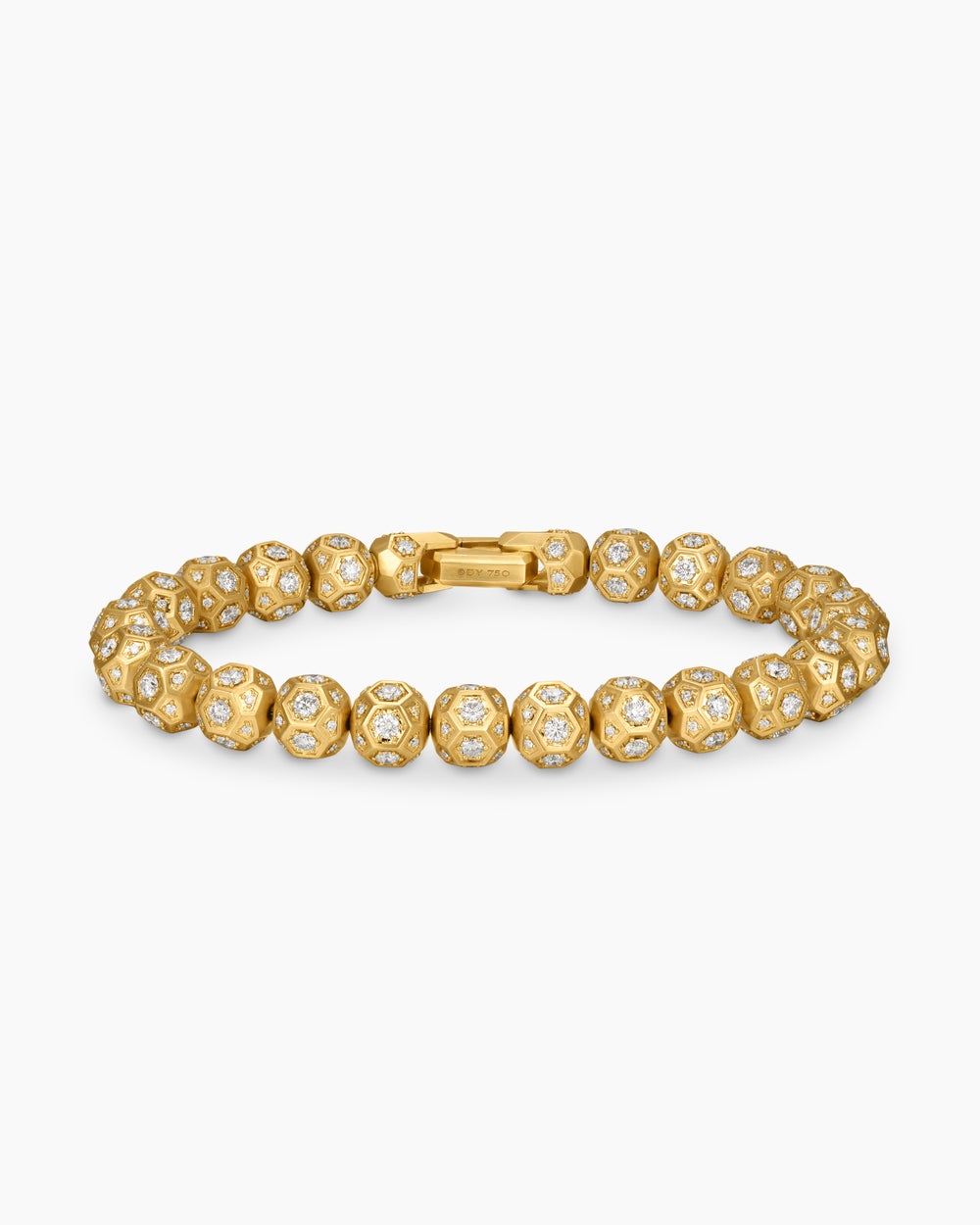 Bracelet Spiritual Beads à facettes en or jaune 18 carats et pavé de diamants, 8 mm homme