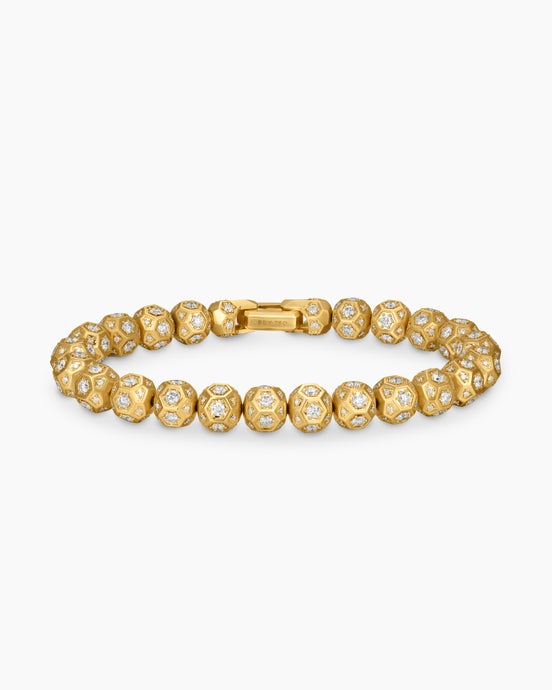 Spiritual Beads Faceted Bracelet in 18K Yellow Gold with Pavé, 8mm