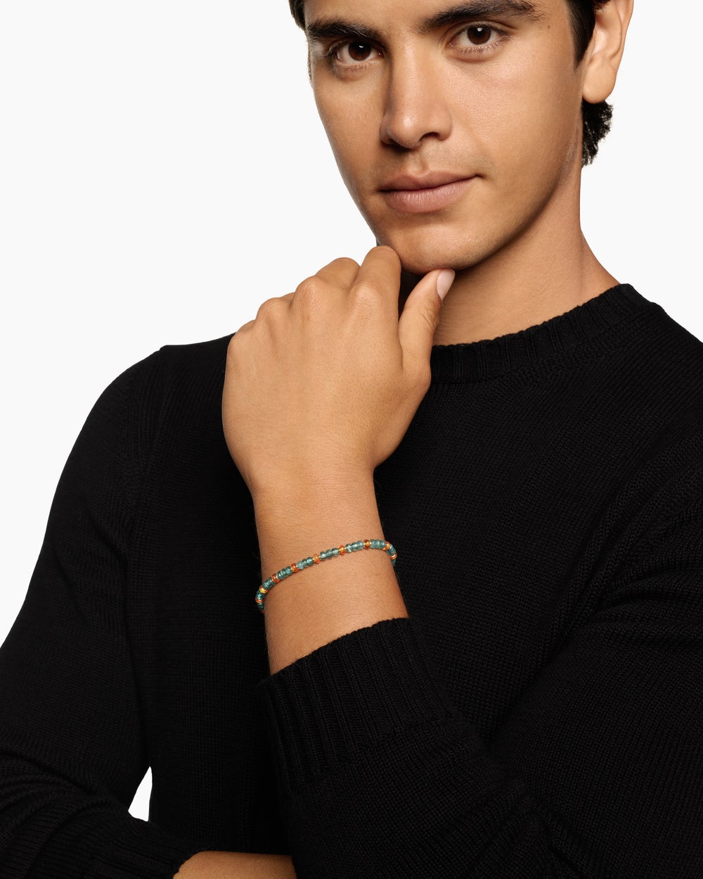 Mens Spiritual Beads Bracelet in 18K Yellow Gold, 4mm