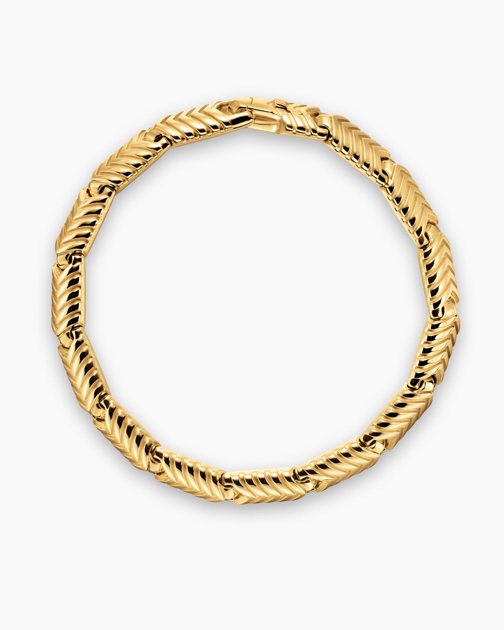 Mens Chevron Link Bracelet in 18K Yellow Gold, 7.6mm