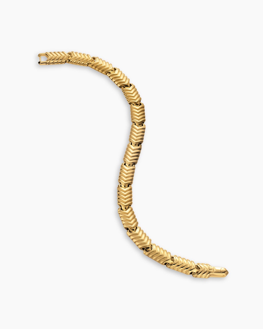Mens Chevron Link Bracelet in 18K Yellow Gold, 7.6mm