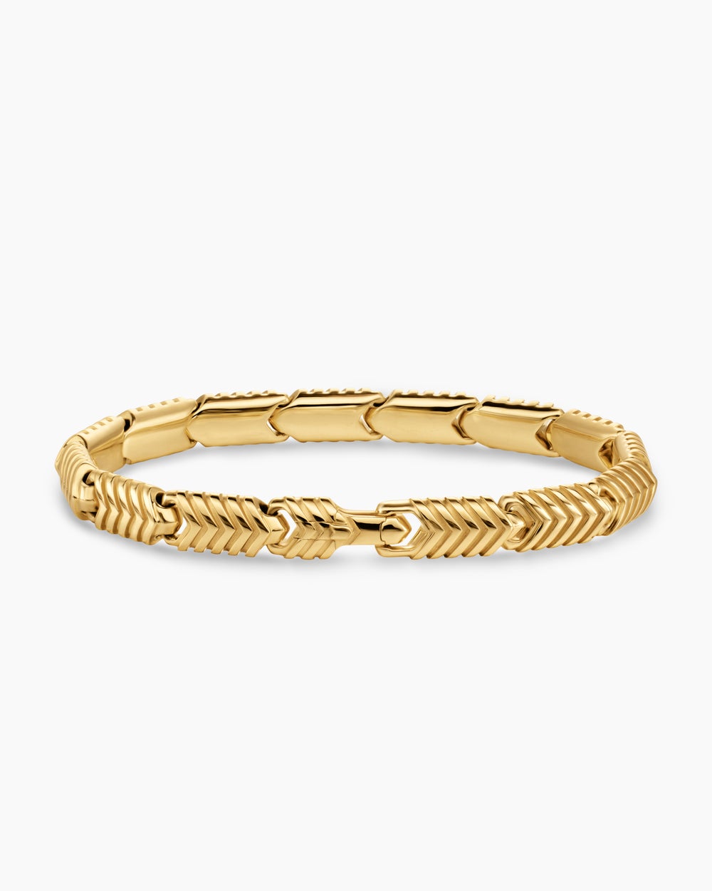 Mens Chevron Link Bracelet in 18K Yellow Gold, 7.6mm