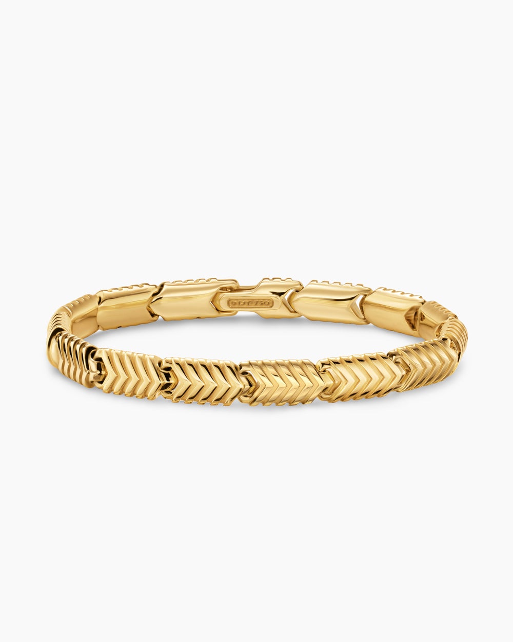 Mens Chevron Link Bracelet in 18K Yellow Gold, 7.6mm