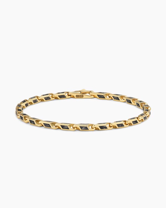 Bracelet chaîne Faceted Streamline® en or jaune 18 carats avec Forged Carbon, 4,3 mm
