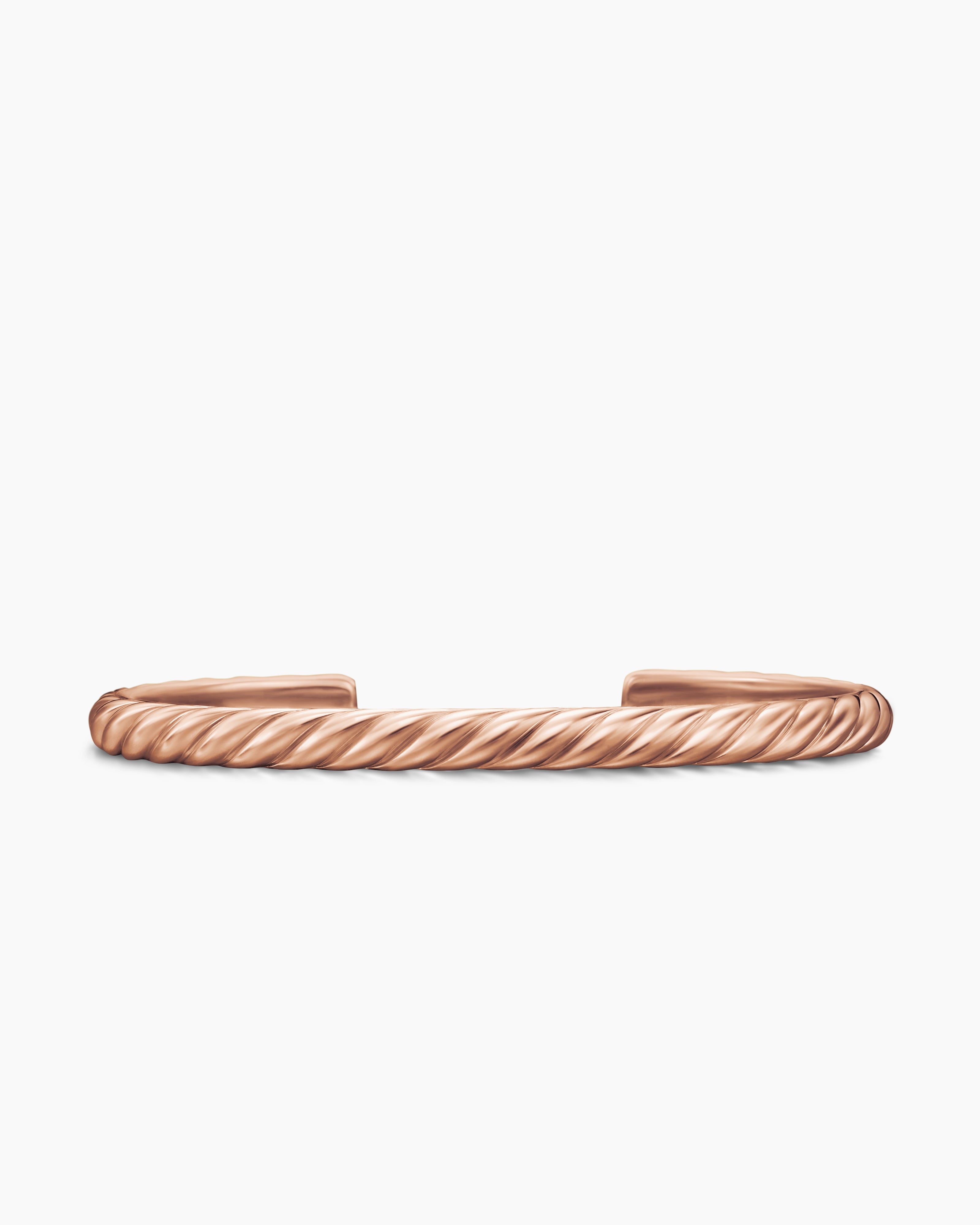 Mens Sculpted Cable Cuff Bracelet in 18K Rose Gold, 5.5mm