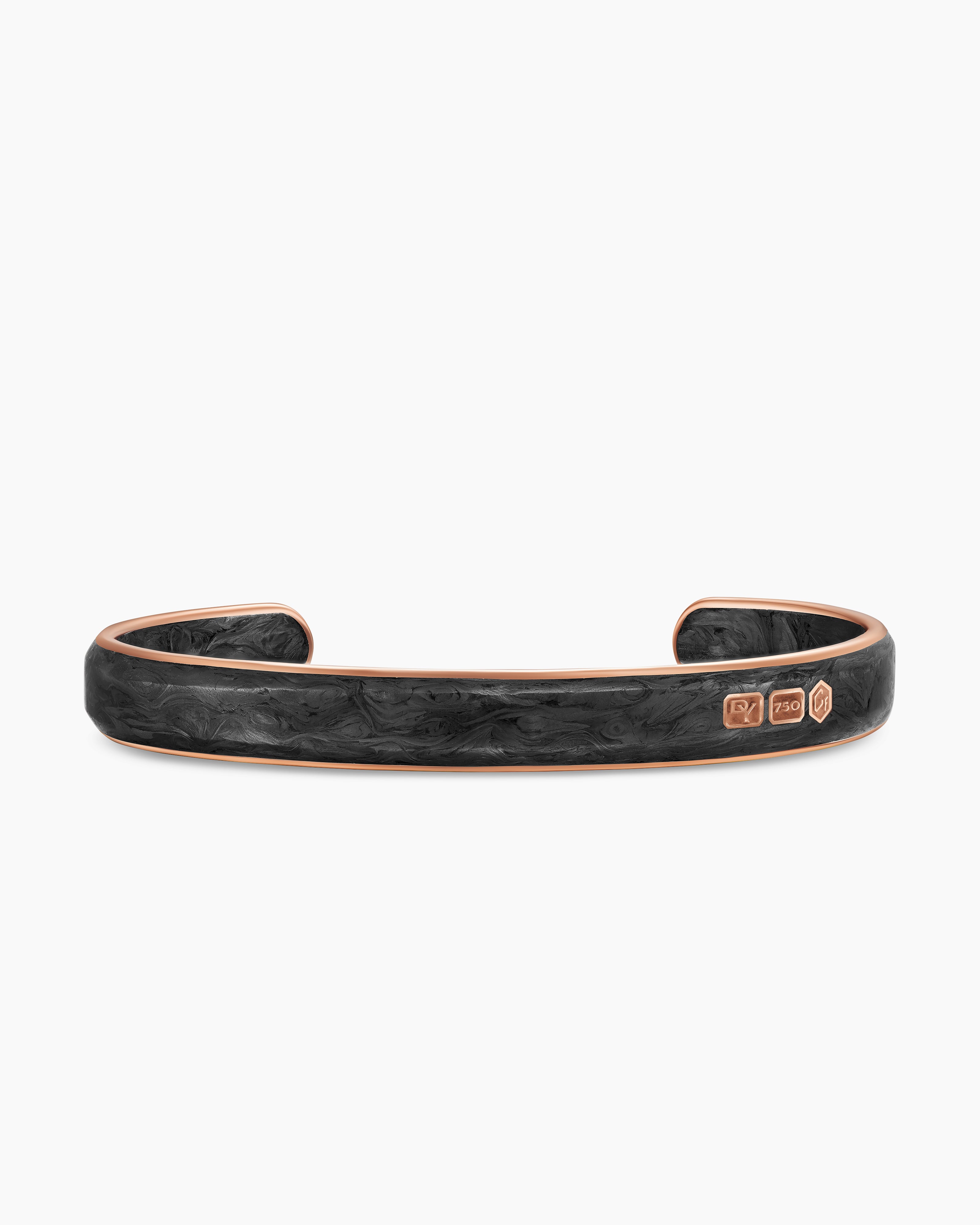 Mens Streamline&reg; Cuff Bracelet in 18K Rose Gold with Forged Carbon, 9mm