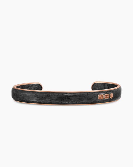 Streamline® Cuff Bracelet in 18K Rose Gold with Forged Carbon, 9mm