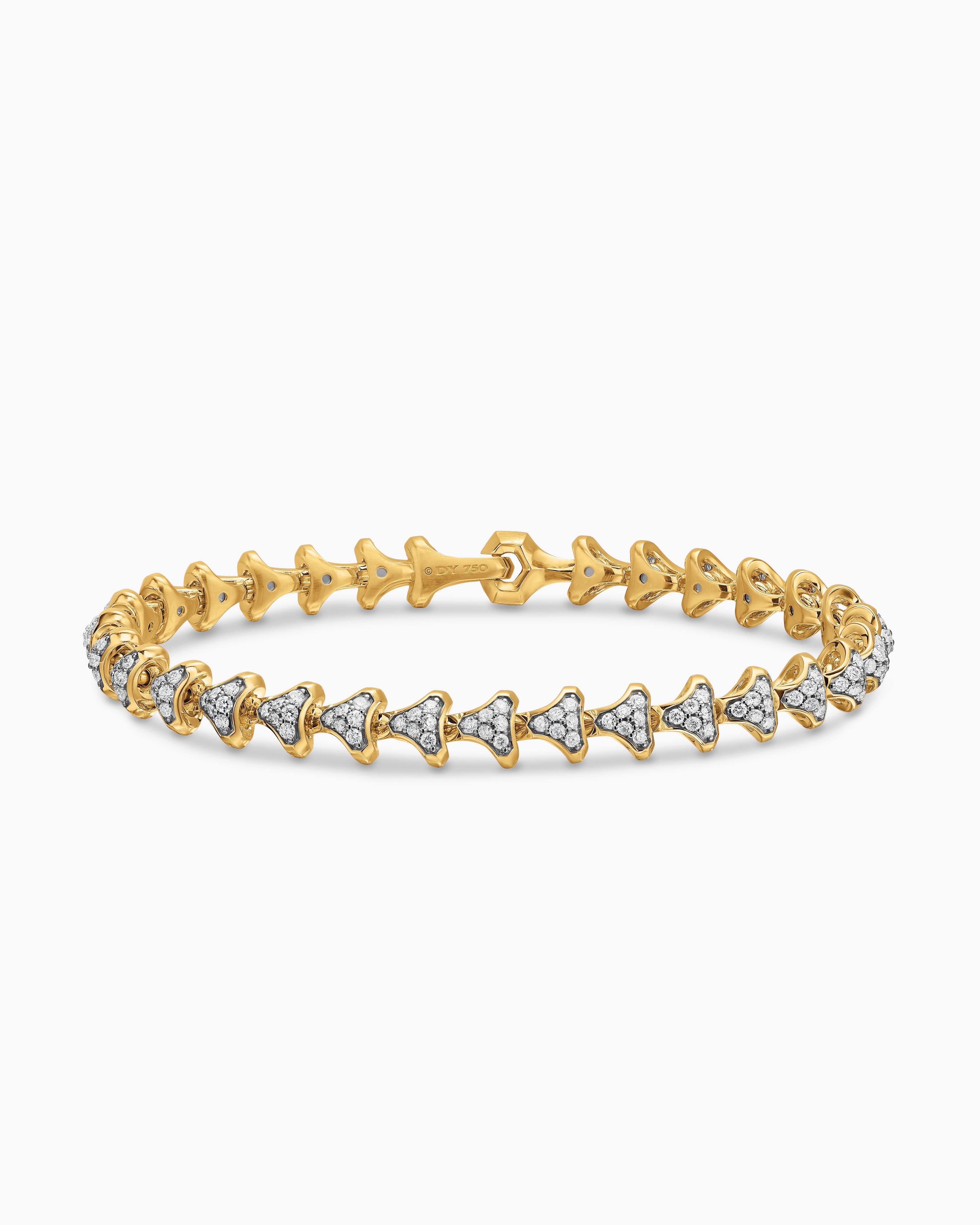 Mens Armory&reg; Link Bracelet in 18K Yellow Gold with Diamonds, 7.5mm