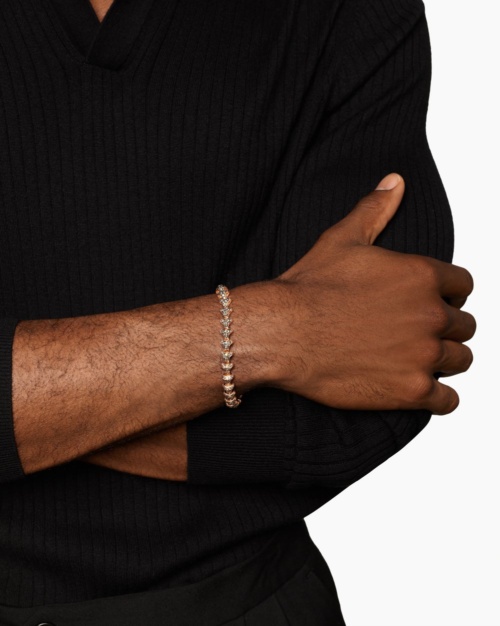 Mens Armory Link Bracelet in 18K Rose Gold, 7.5mm